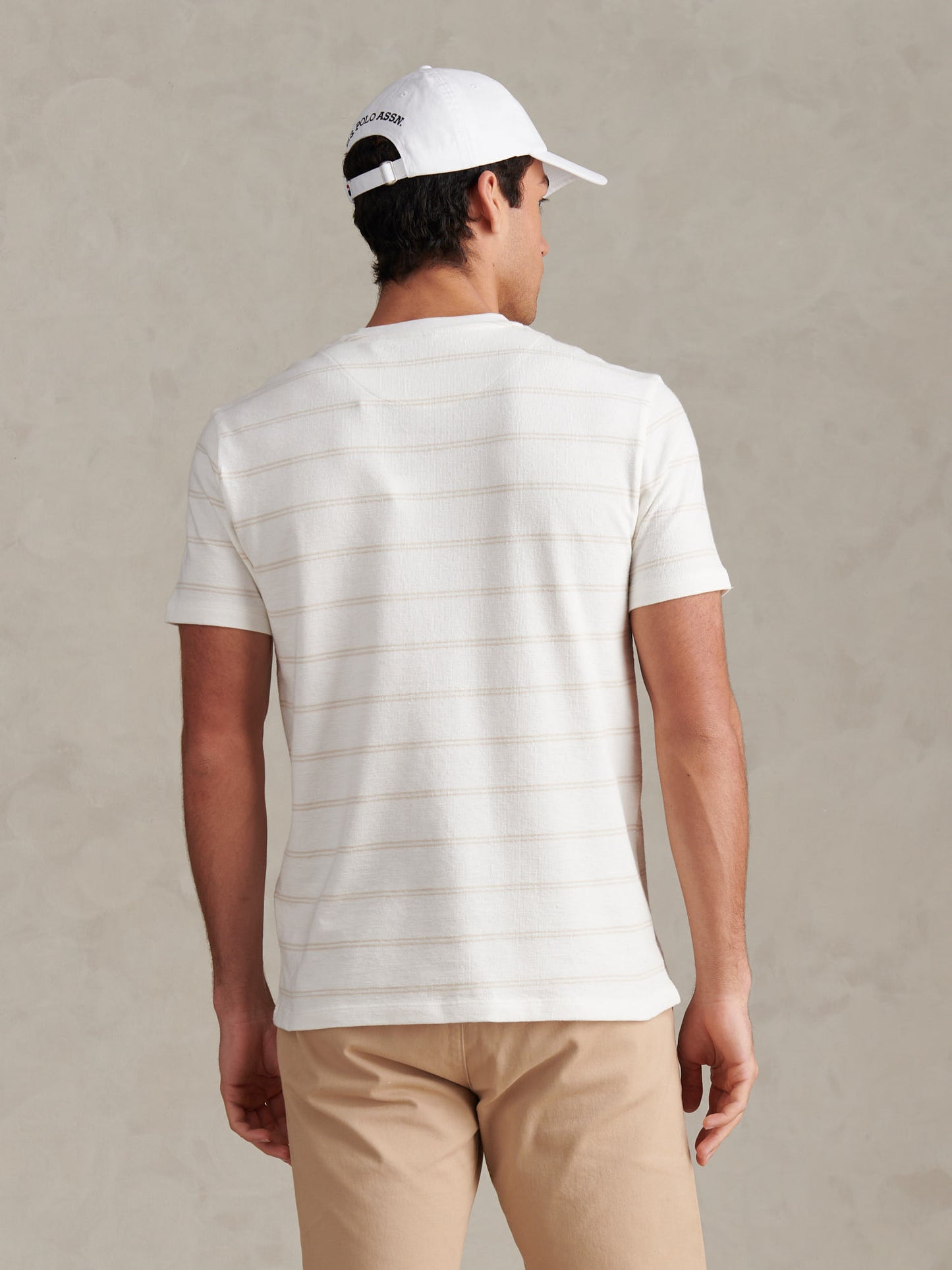 Mens Terry Stripe T-Shirt Whisper White