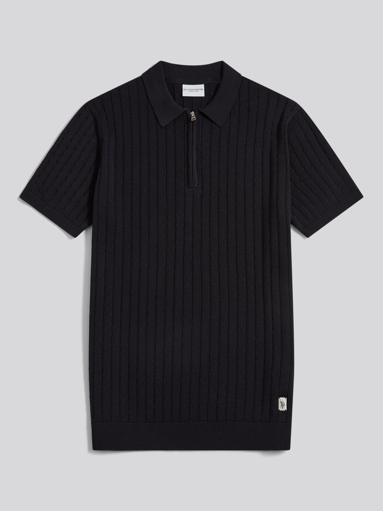 Mens Zip Knit Short Sleeve Polo Shirt Black – U.S. Polo Assn. UK