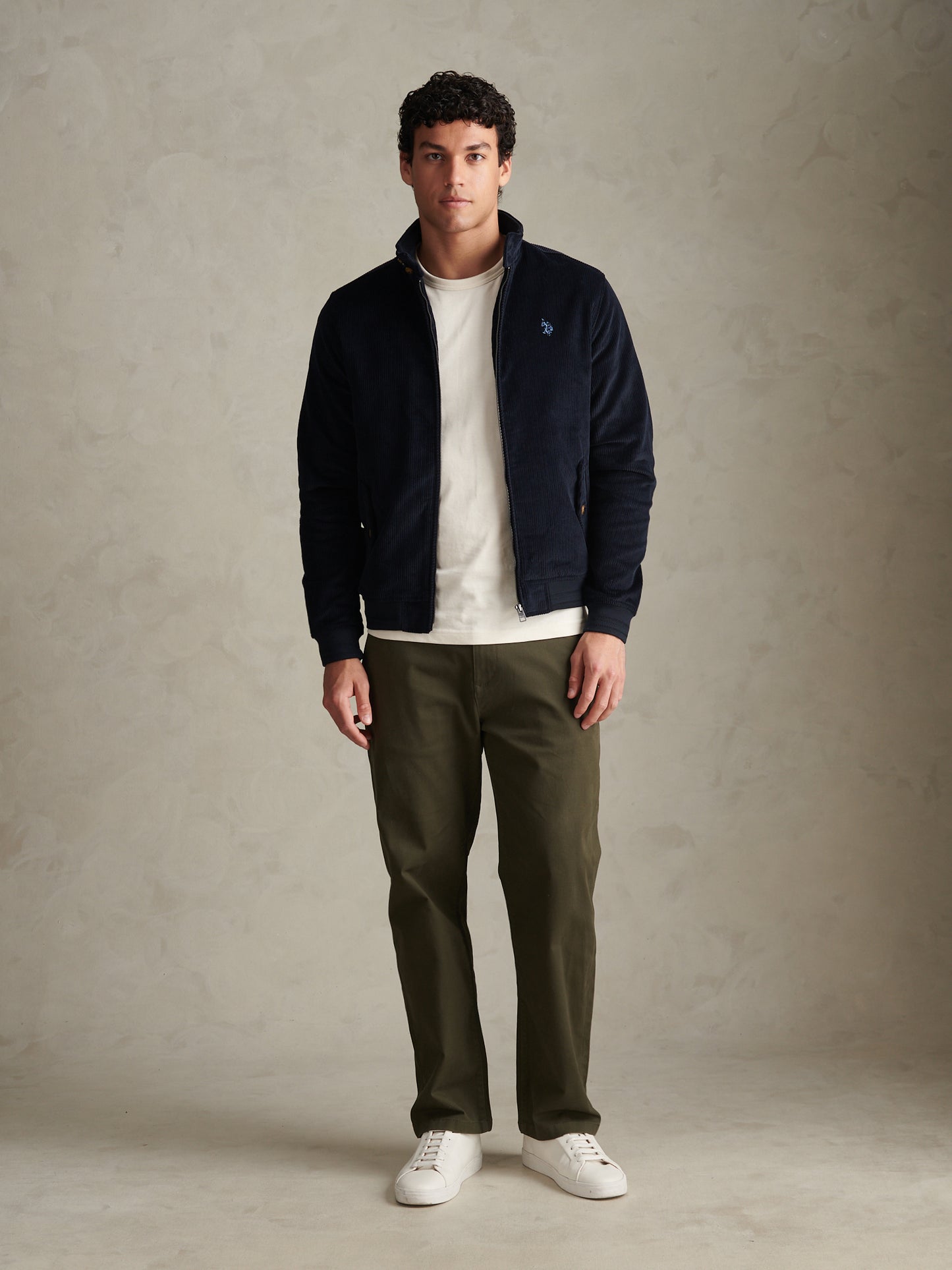 Mens Corduroy Harrington Jacket Dark Sapphire Navy / Moonlight Blue DHM