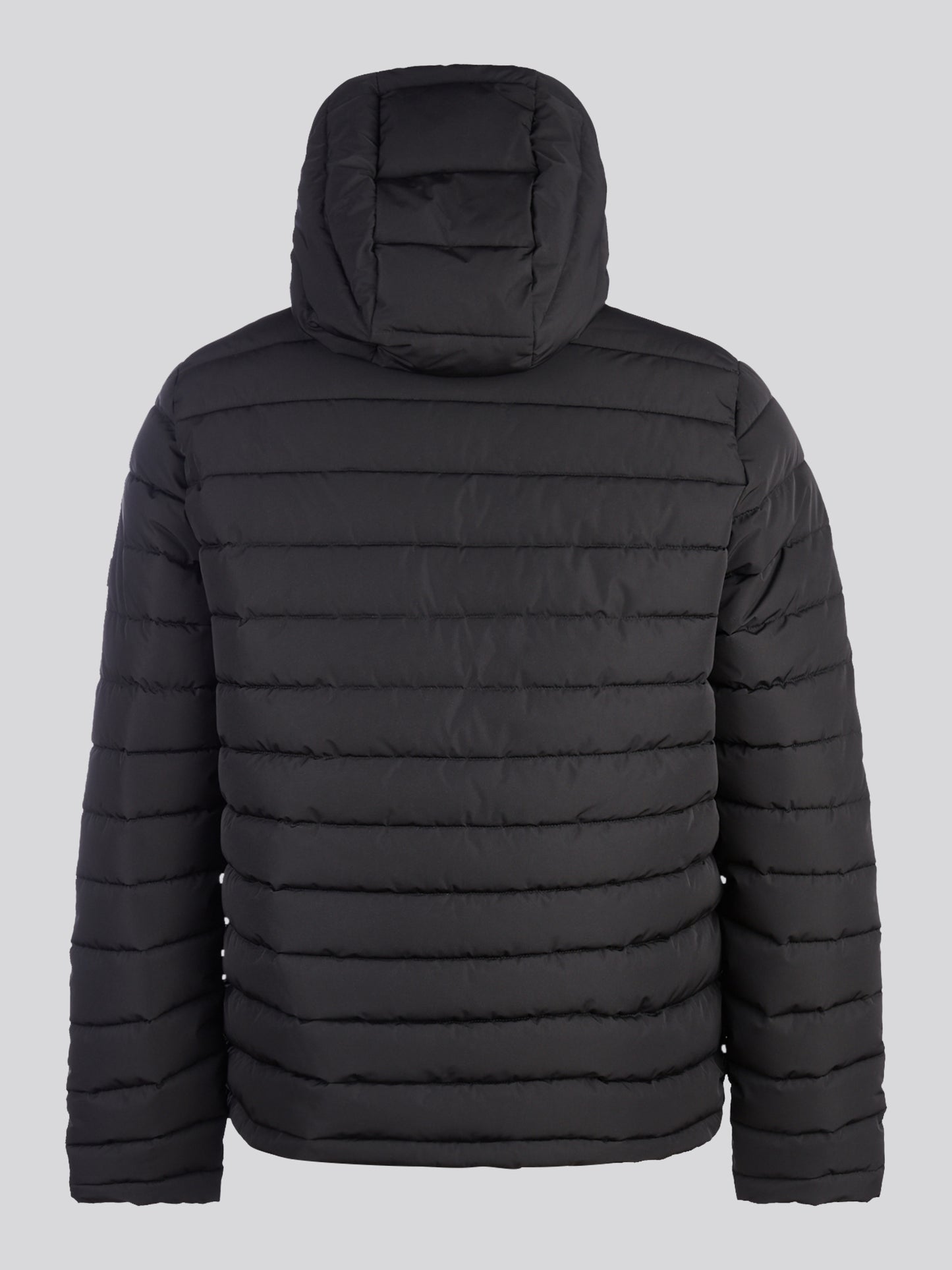 Mens Lightweight Quilt Hooded Puffer Black