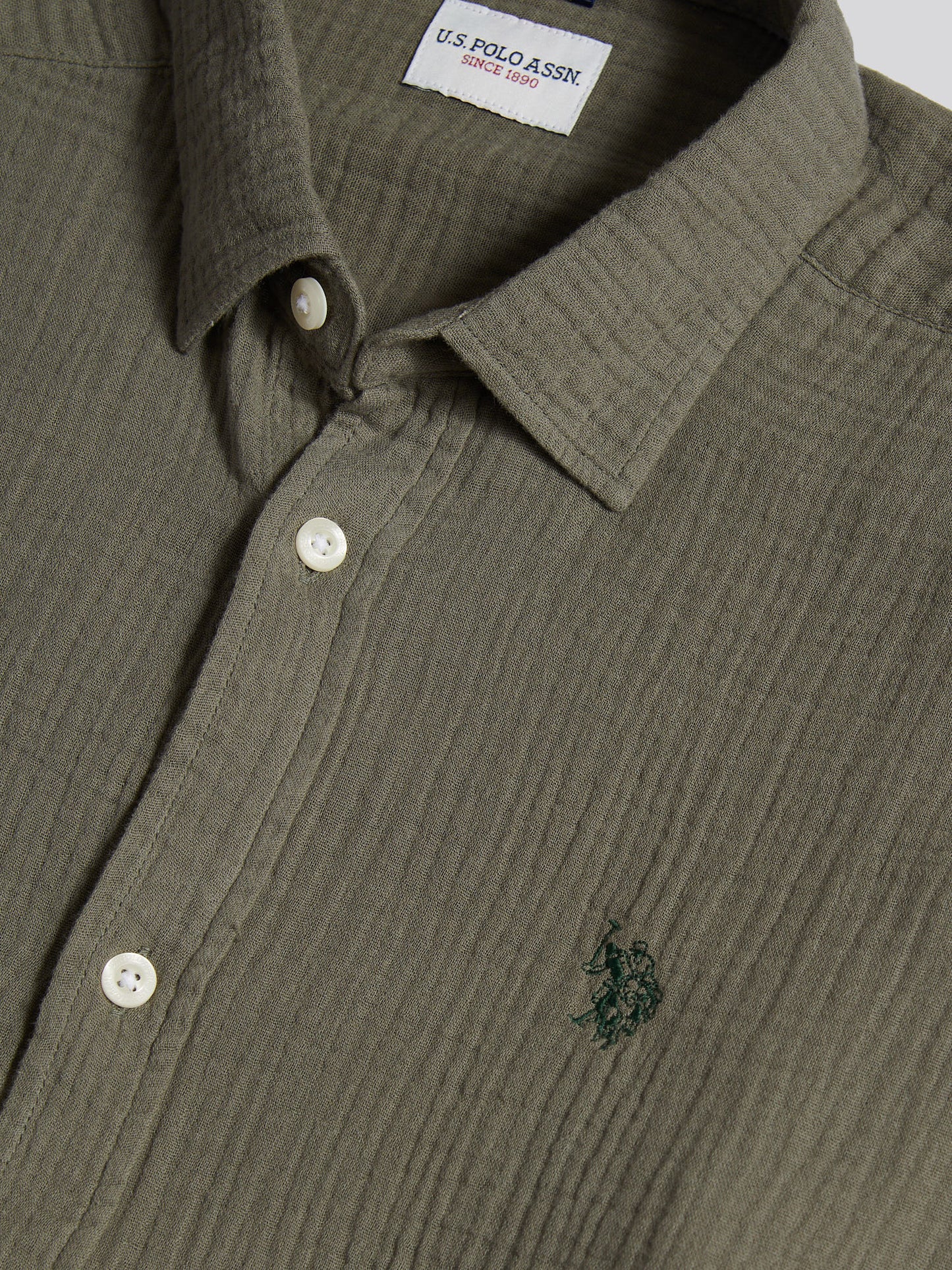 Mens Double Cloth Shirt Mulled Basil