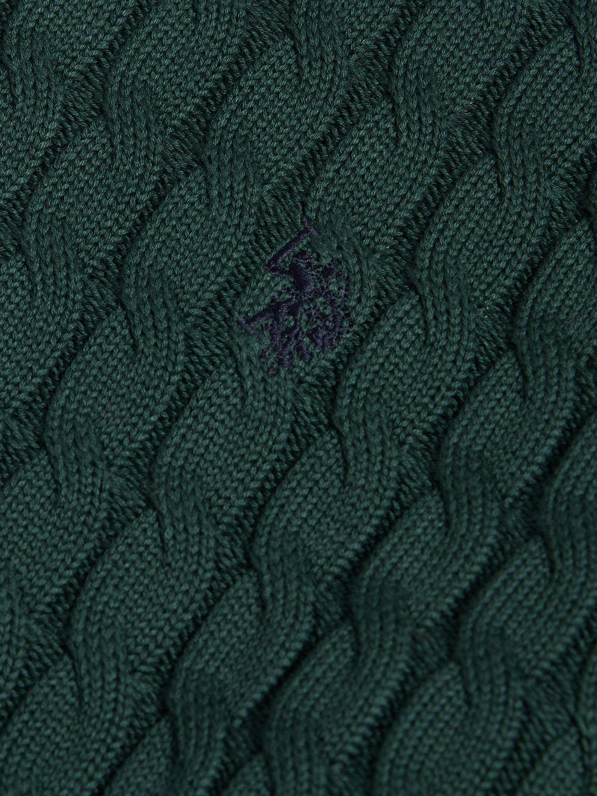 Mens Classic Cotton Cable Knit Crew Neck Jumper Green Gables