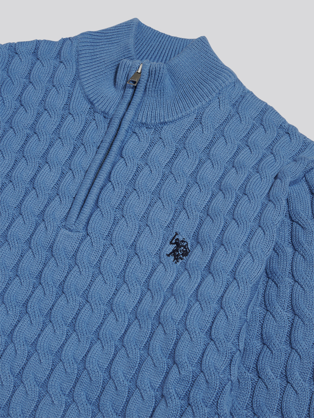 Mens Classic Cotton Cable Knit Quarter Zip Funnel Neck Jumper c