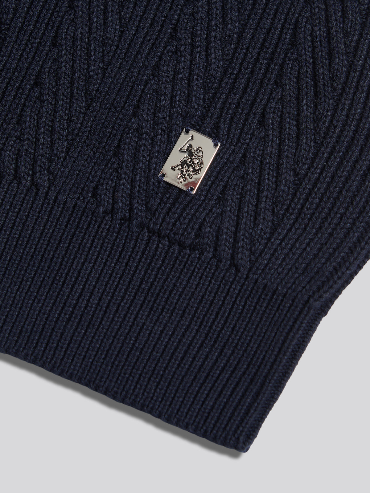 Mens Twill Aran Crew Knit Dark Sapphire Navy