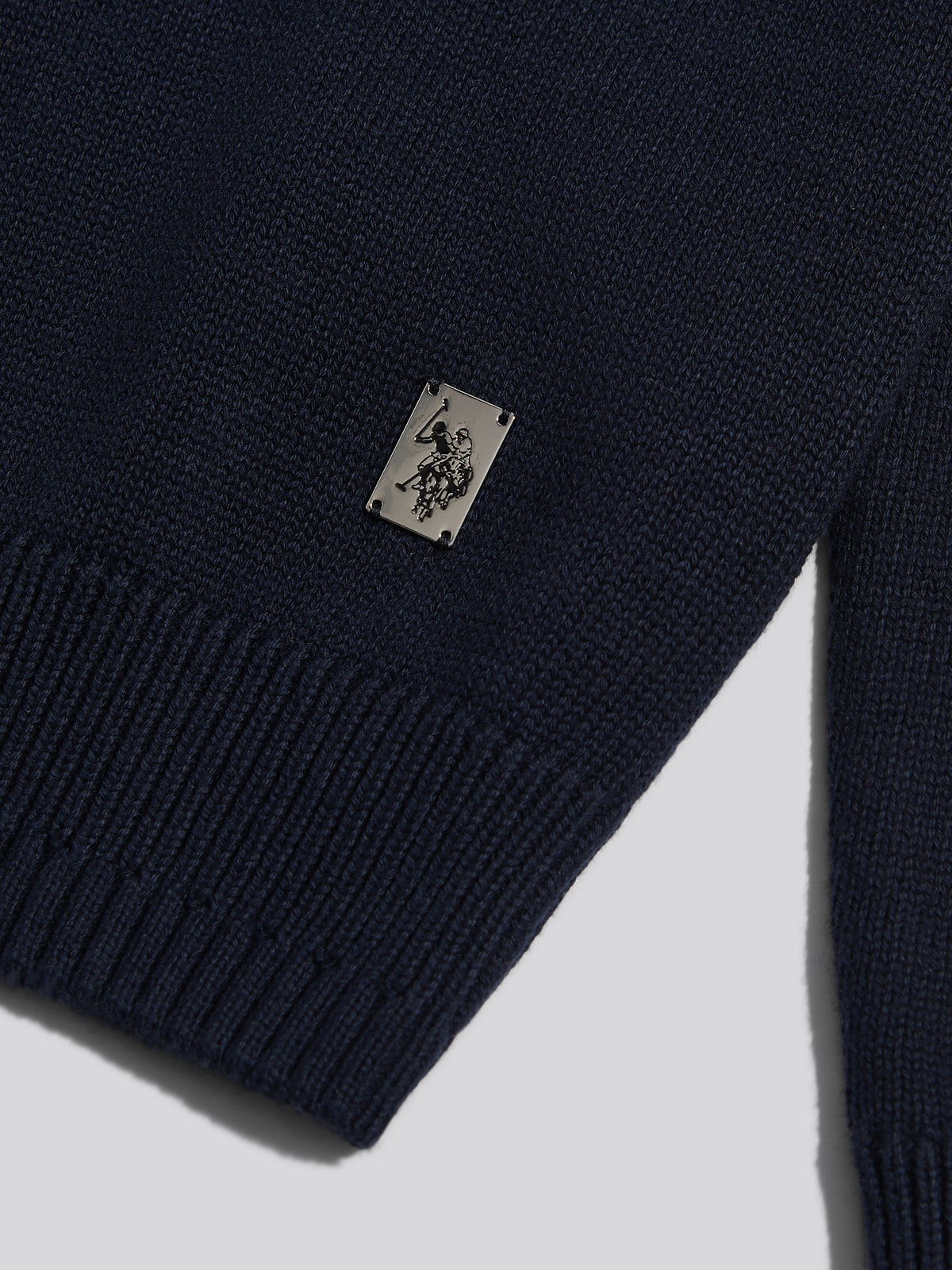 Mens Honeycomb Cable Quarter Zip Jumper Dark Sapphire Navy