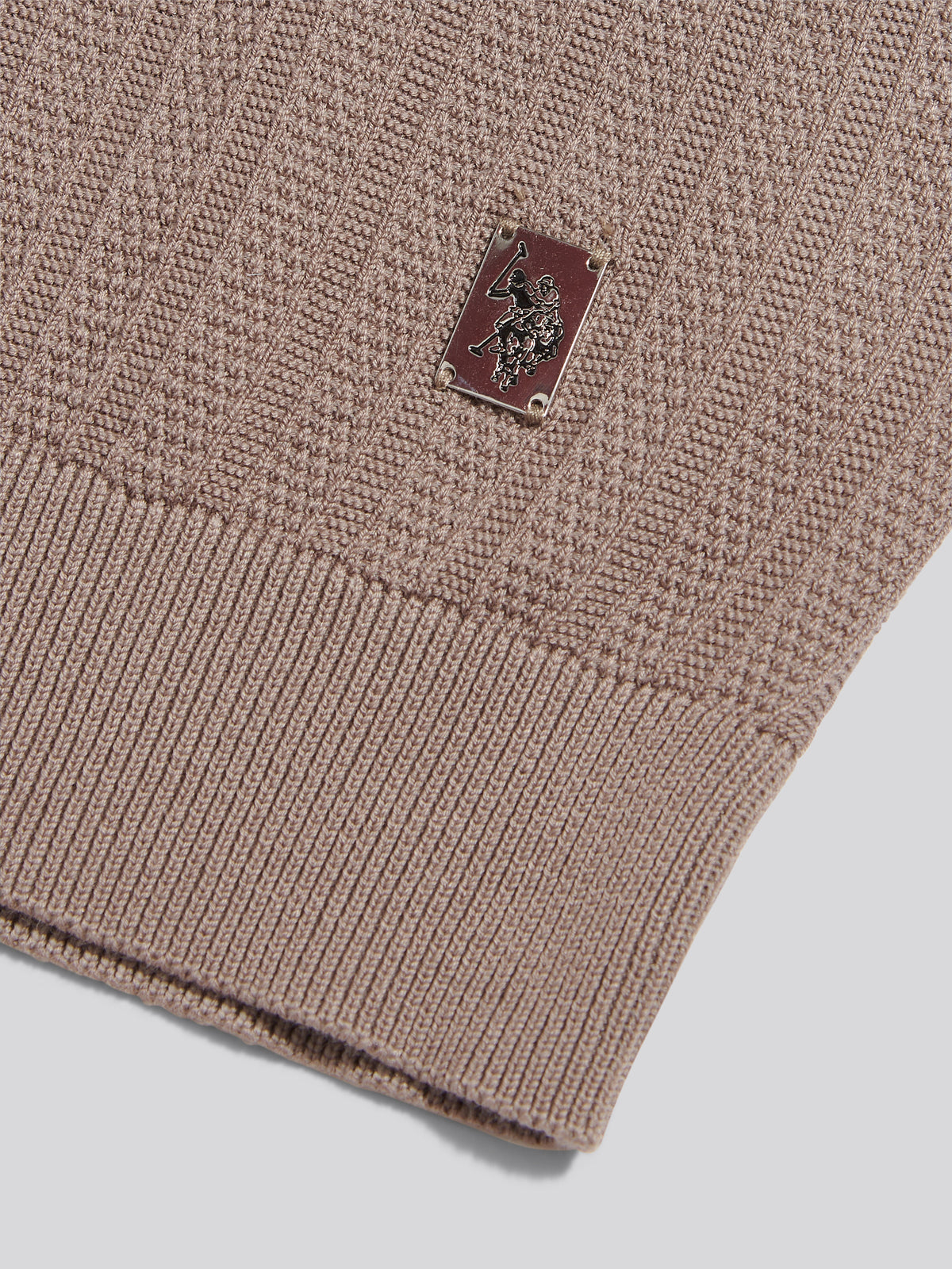 Mens Vertical Texture Knitted Polo Shirt Cinder