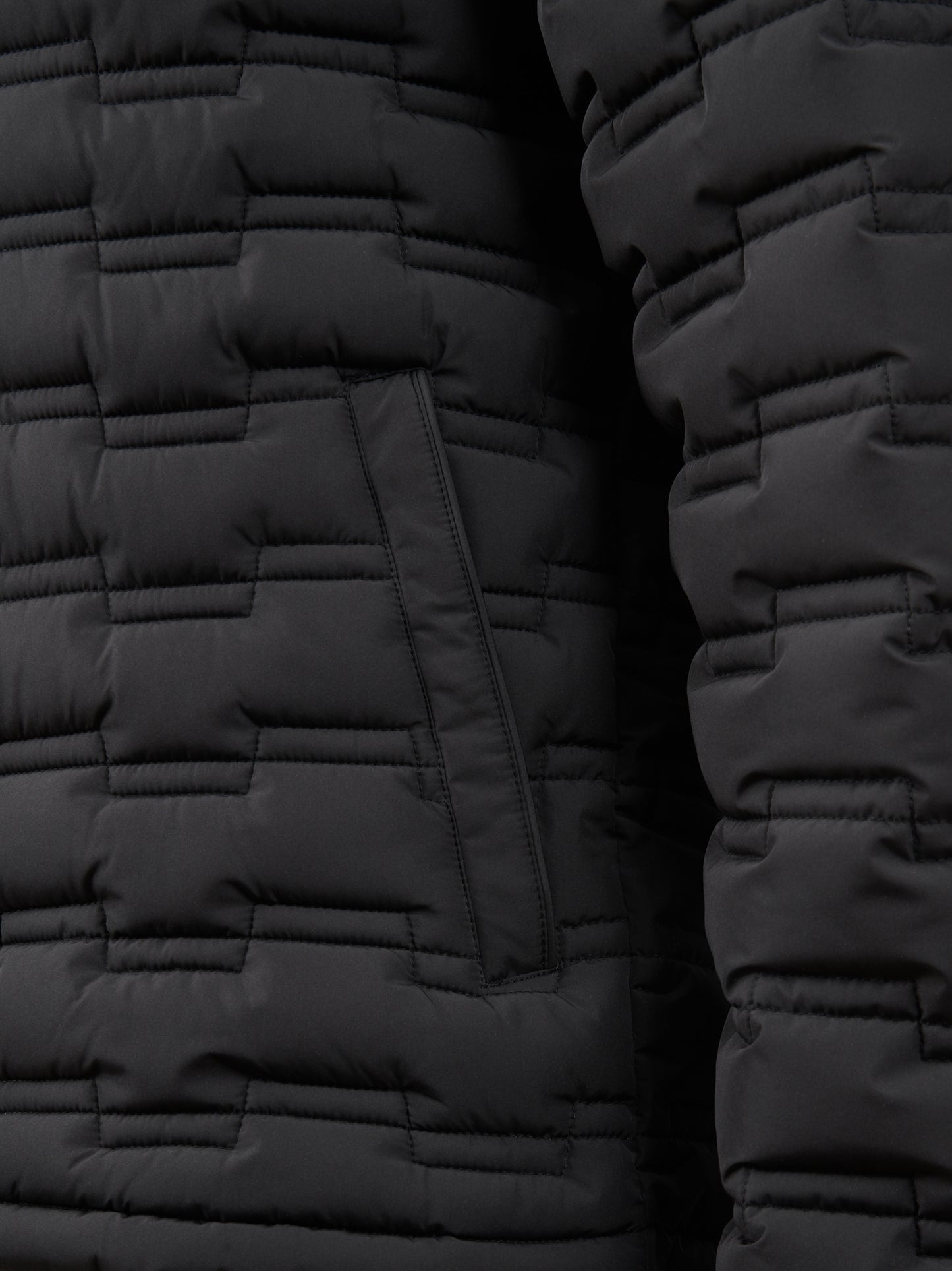 Mens Lightweight Quilted Hooded Puffer Jacket Black