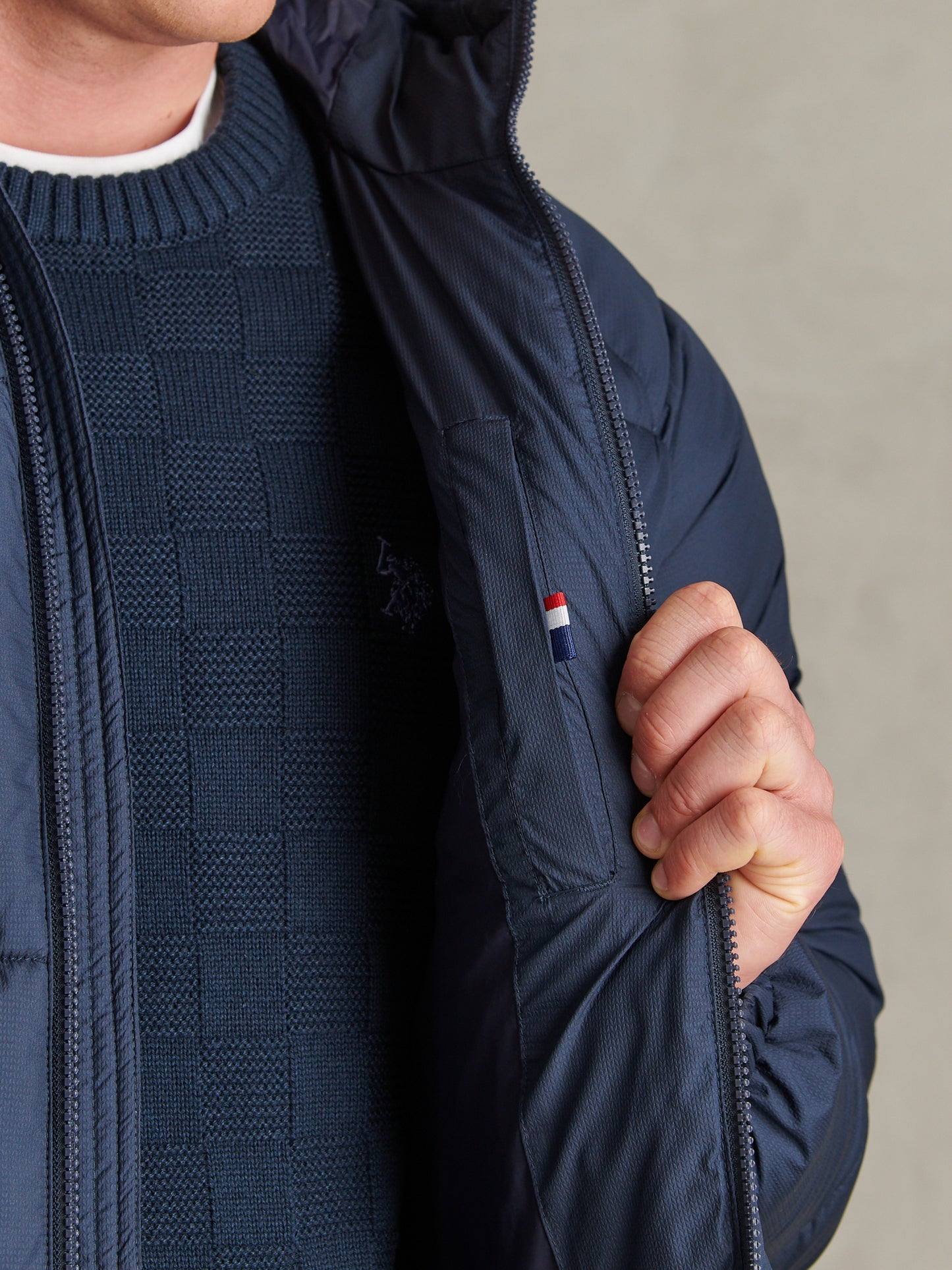 Mens Hooded Puffer Jacket Dark Sapphire Navy