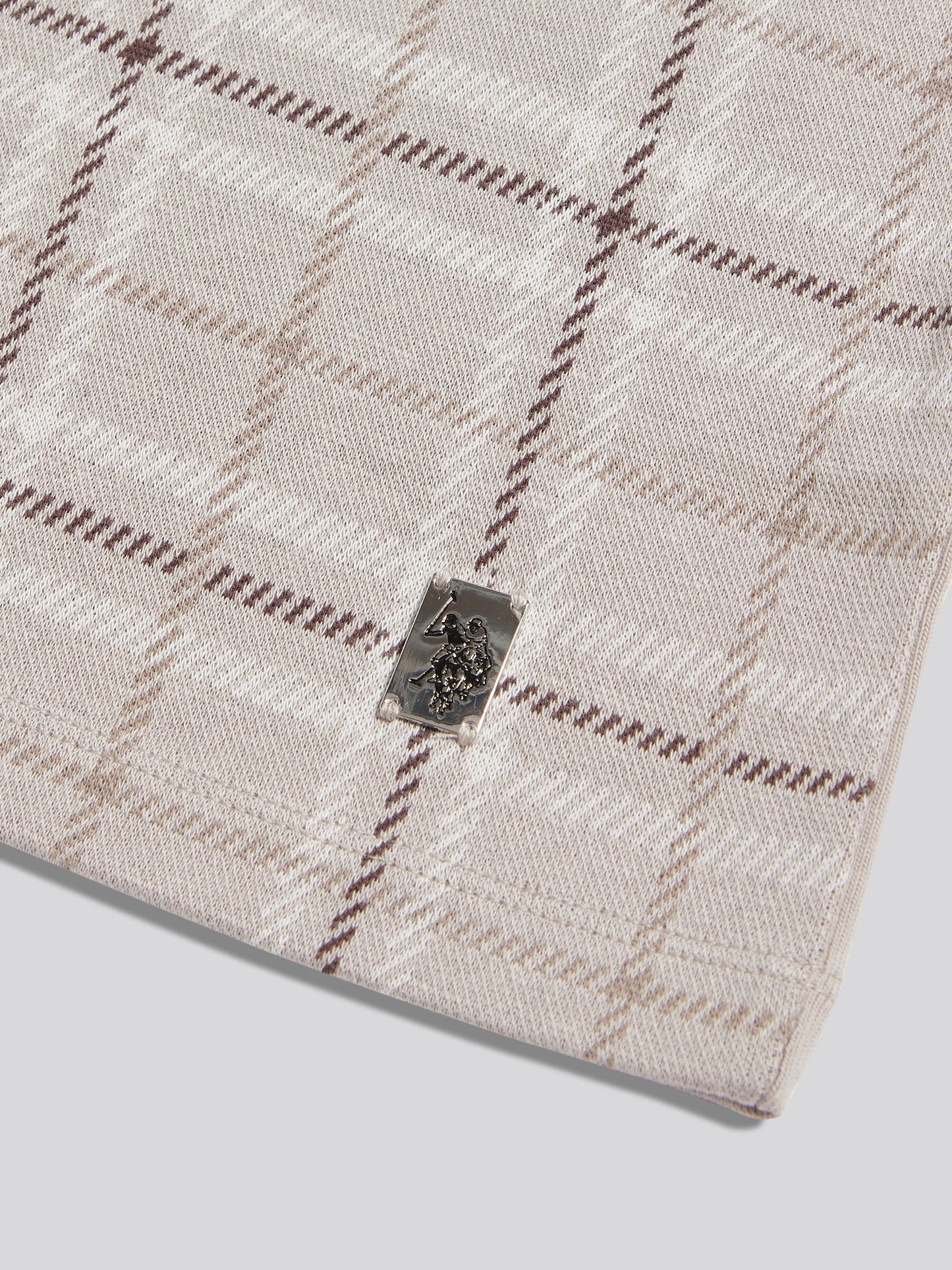 Mens Jacquard Check Polo Shirt Nacreous Clouds