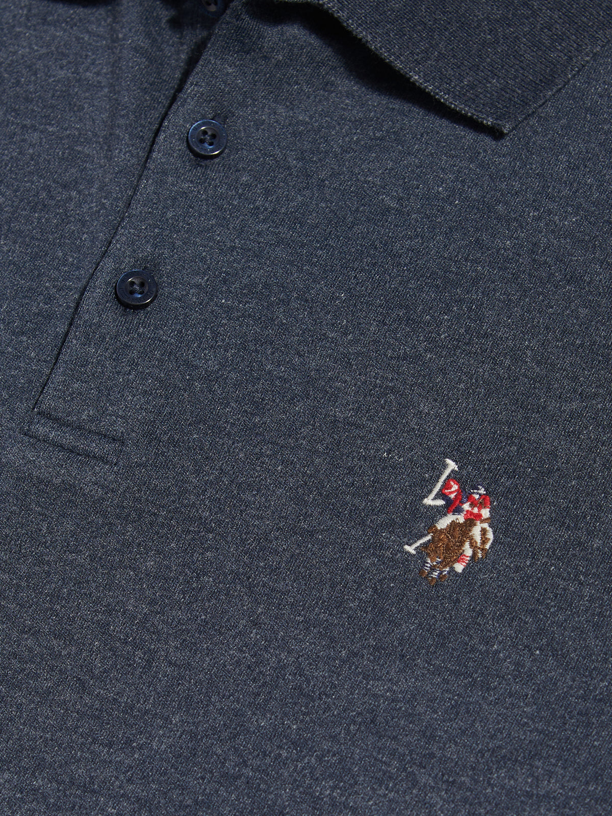 Mens Double Horsemen Brushed Jersey Polo Shirt Dark Sapphire Navy / Multi Coloured DHM