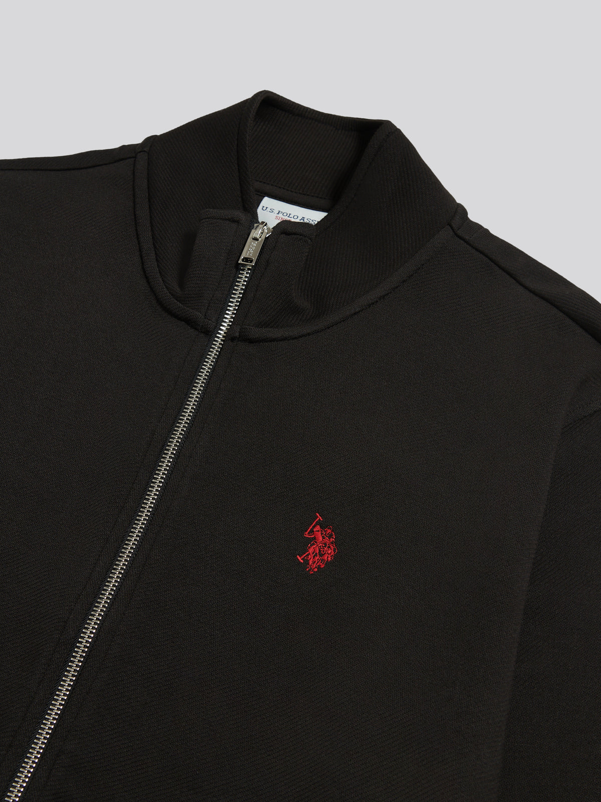 Mens Twill Funnel Neck Zip Sweat Black / Haute Red DHM