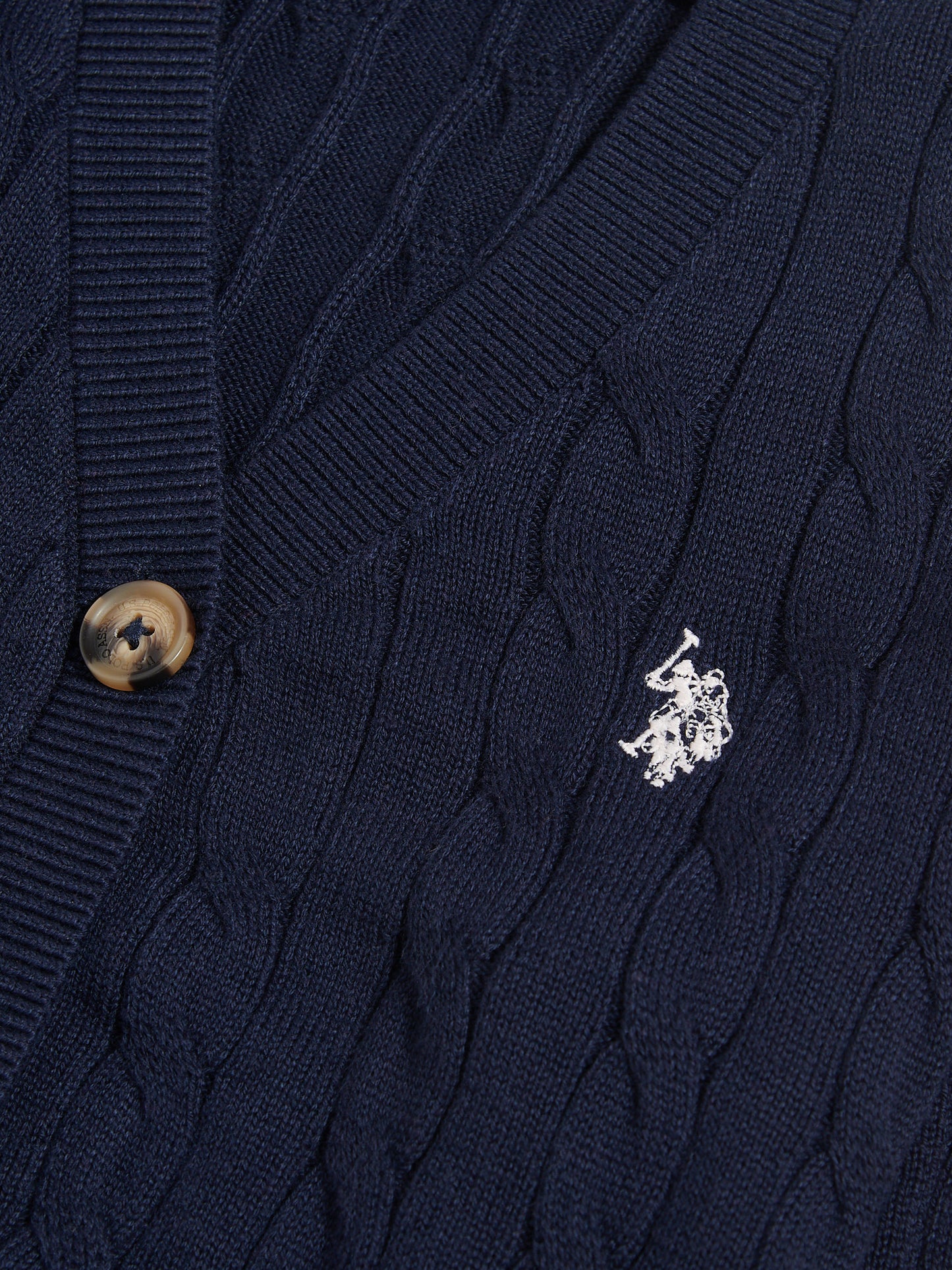 Girls Cable Knit Cardigan Navy Iris