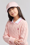 Girls Crew Neck Cable Knit Jumper in Crystal Rose