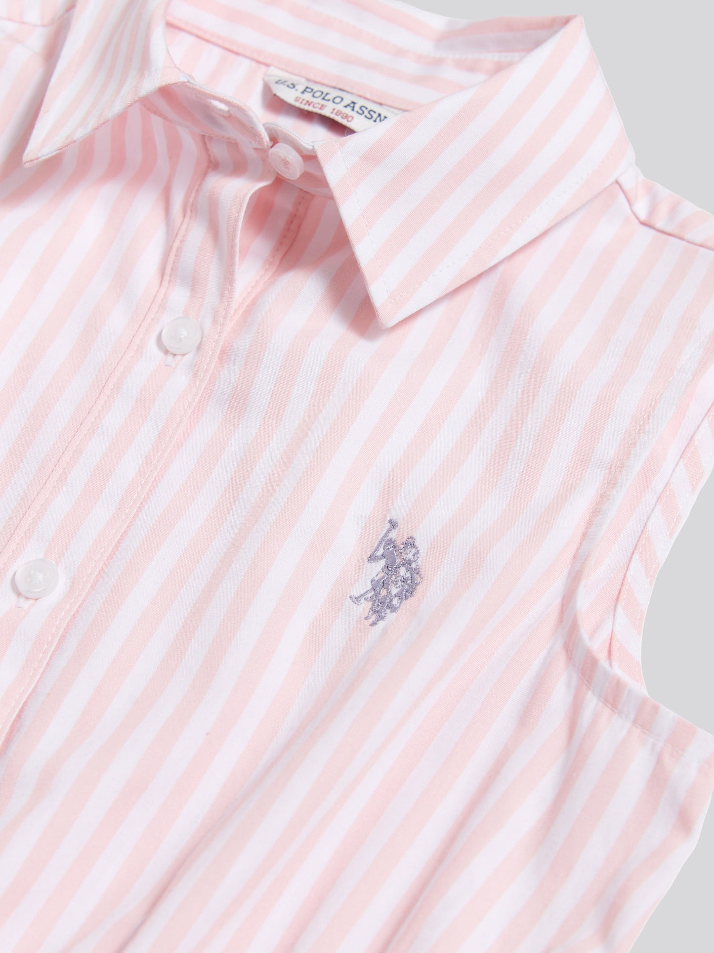 Girls Striped Sleeveless Shirt Dress Crystal Rose