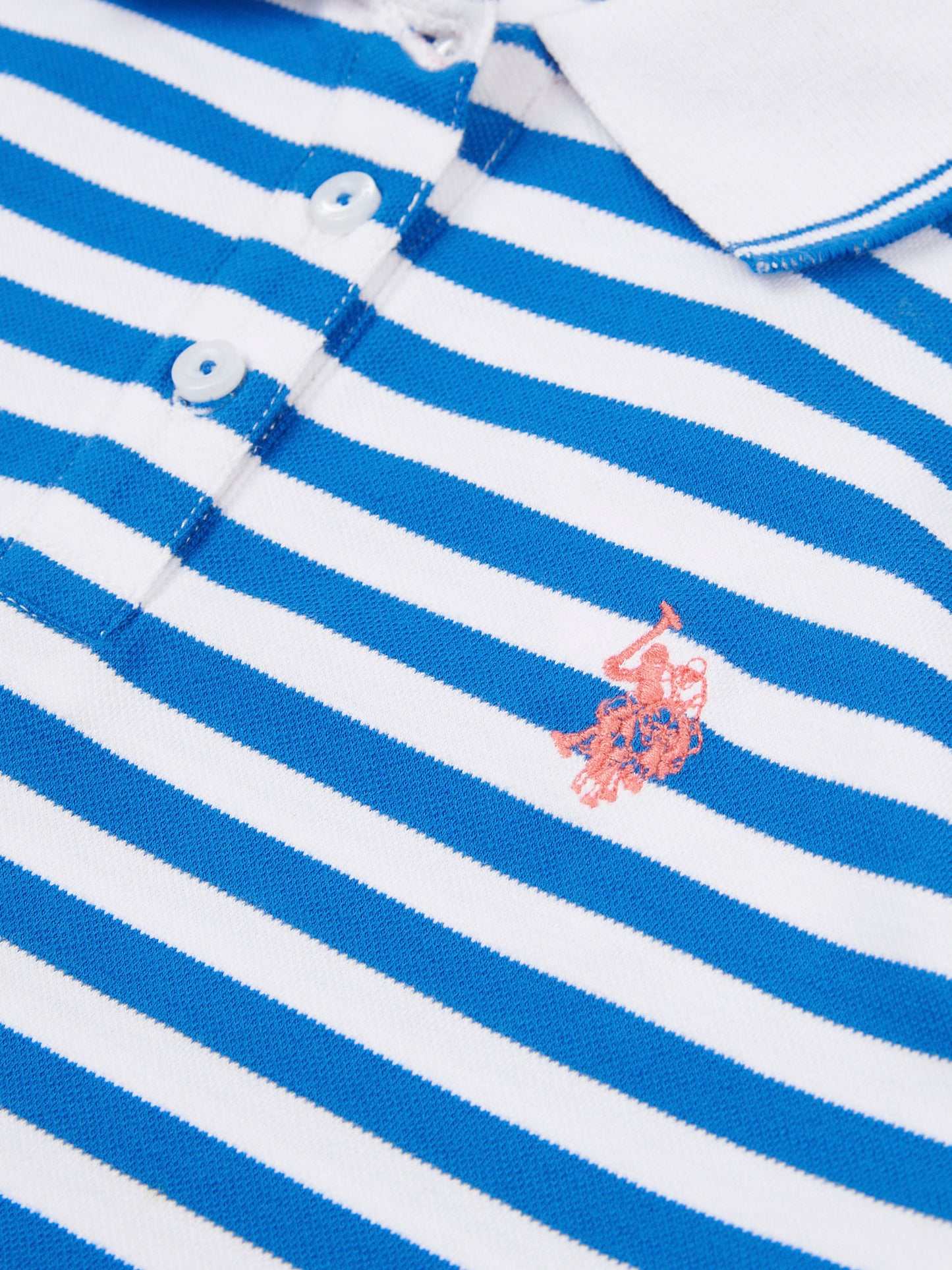 Girls Stripe Polo Dress in Strong Blue