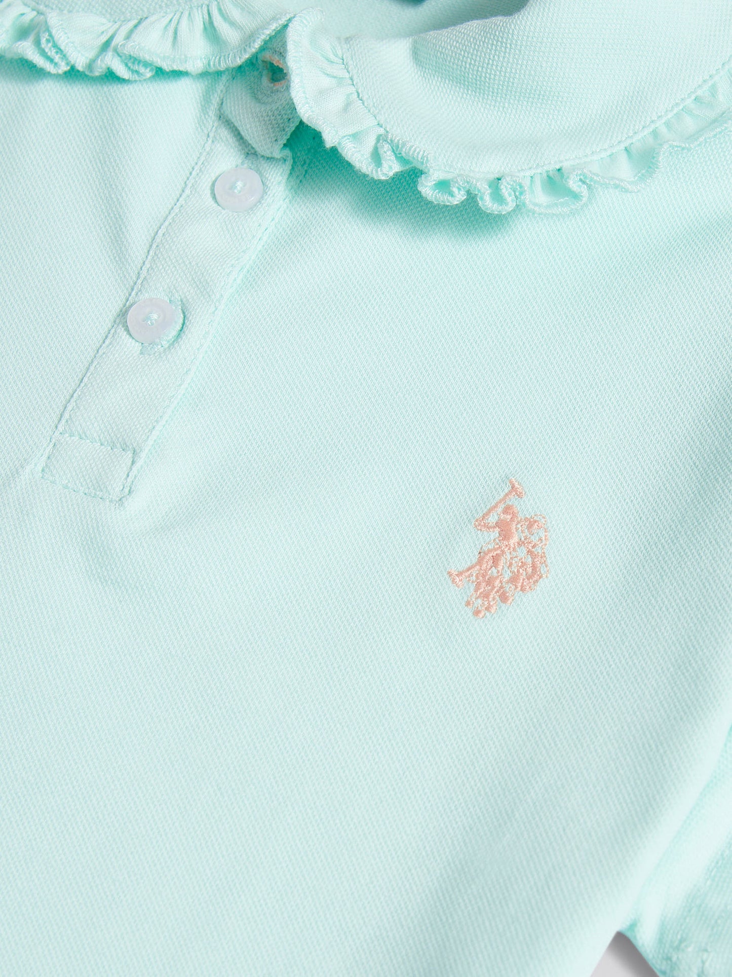 Girls Scallop Collar Polo Shirt in Blue Light