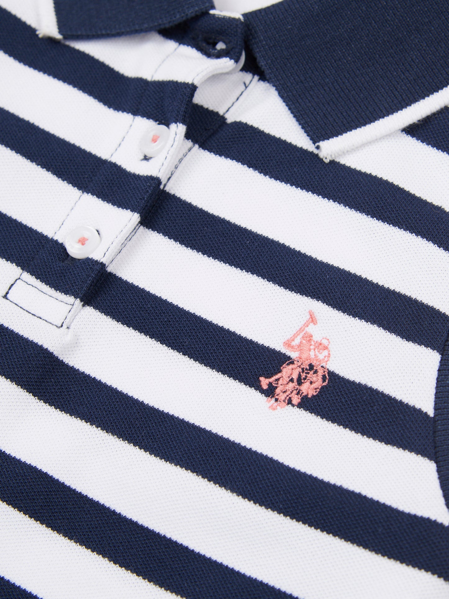 Girls Striped Sleeveless Polo Dress in Navy Iris