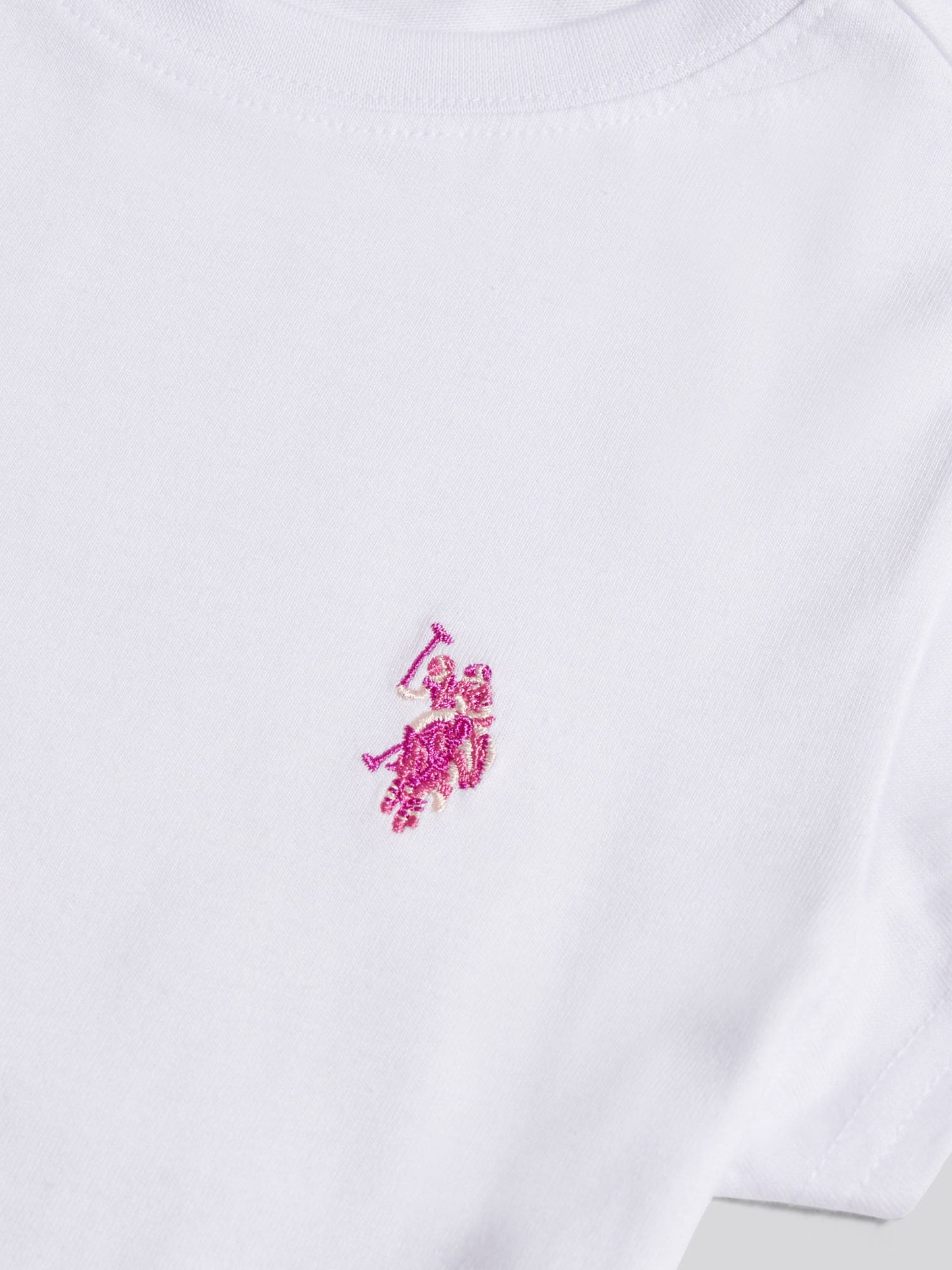 Girls Double Horsemen Cap Sleeve T-Shirt Bright White