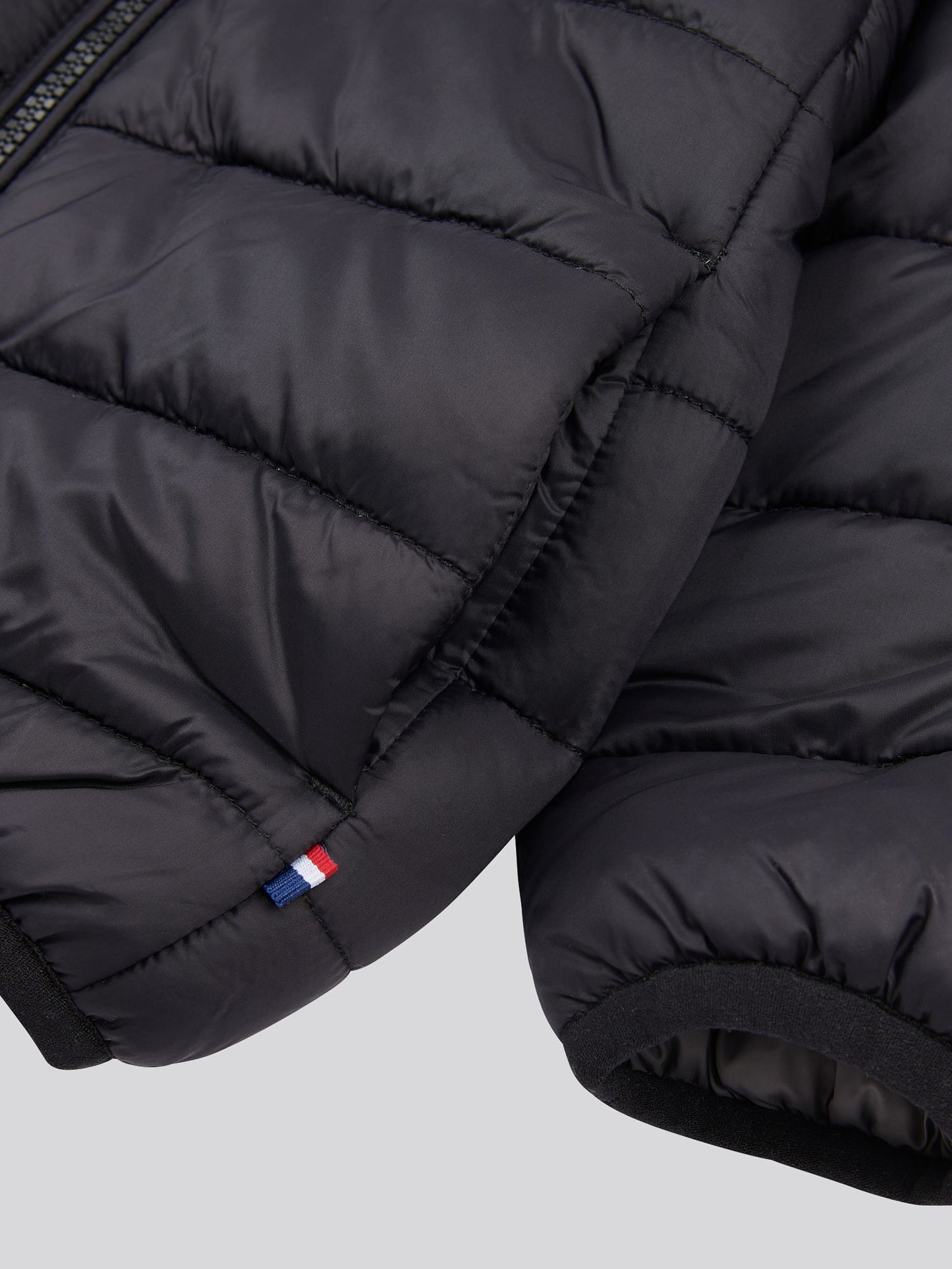 Boys Hooded Quilted Jacket with Peak in Black