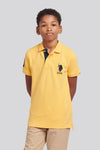 Boys Player 3 Pique Polo Shirt in Sunset Gold