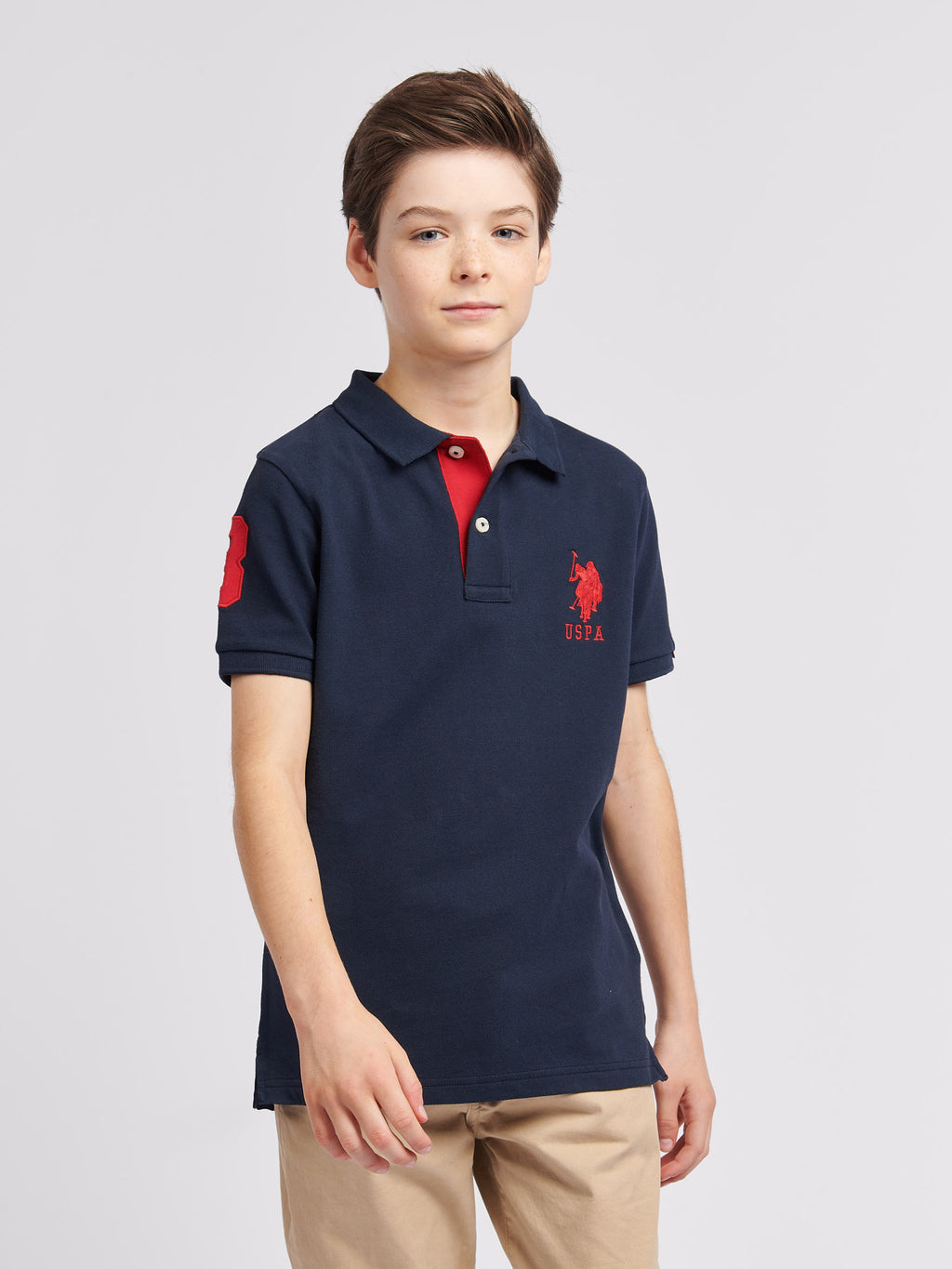 Mens Player 3 Polo Shirt Dark Sapphire Navy / Haute Red DHM