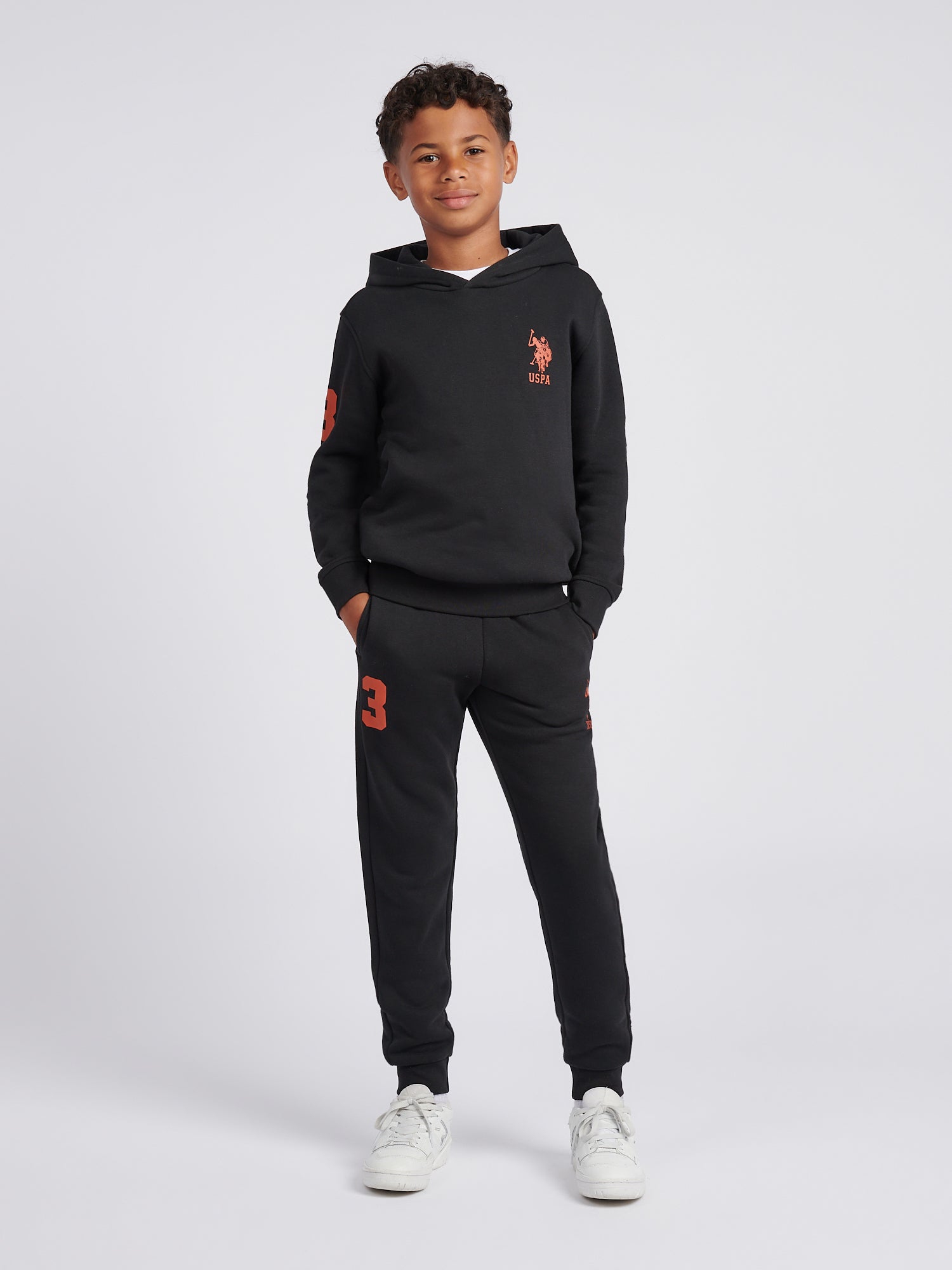 Boys Player Hoodie Jogger Set in Black – Polo UK