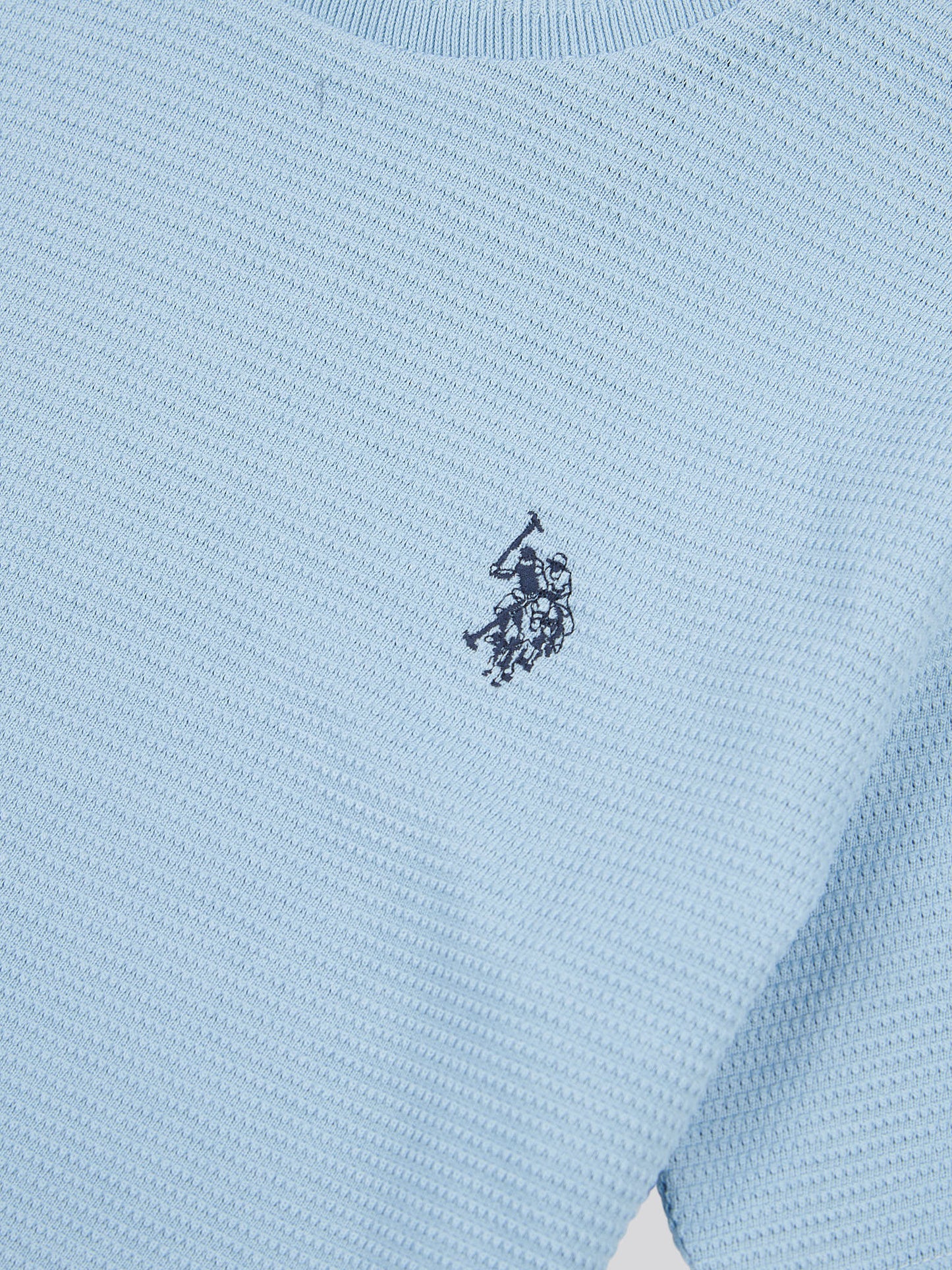 Boys Texture Double Horsemen T-Shirt in Chambray Blue