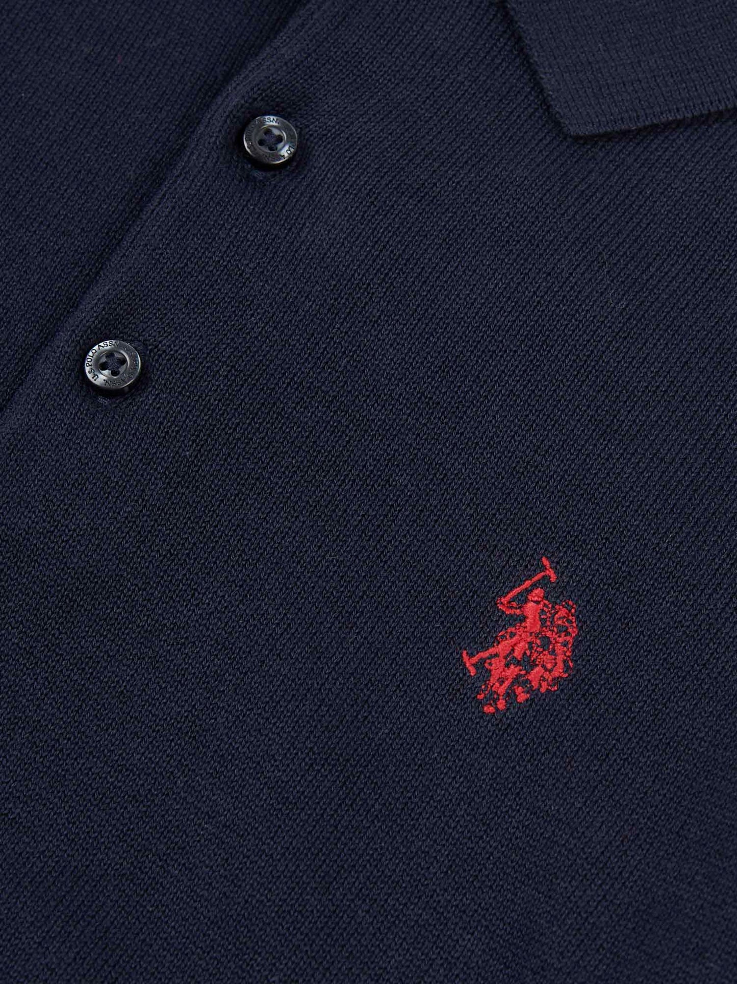 Boys Combed Cotton Polo Shirt in Dark Sapphire Navy / Haute Red DHM