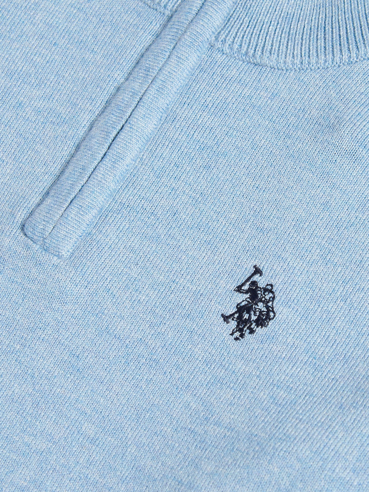 Boys Knitted Cotton Rich 1/4 Zip Parisian Blue Marl
