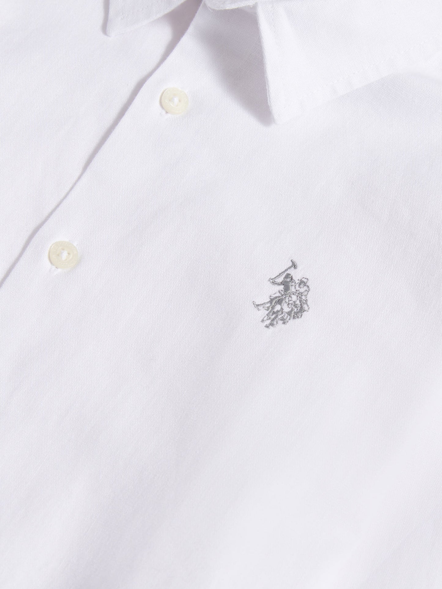 Boys Linen Blend Shirt Bright White / Harbour Mist