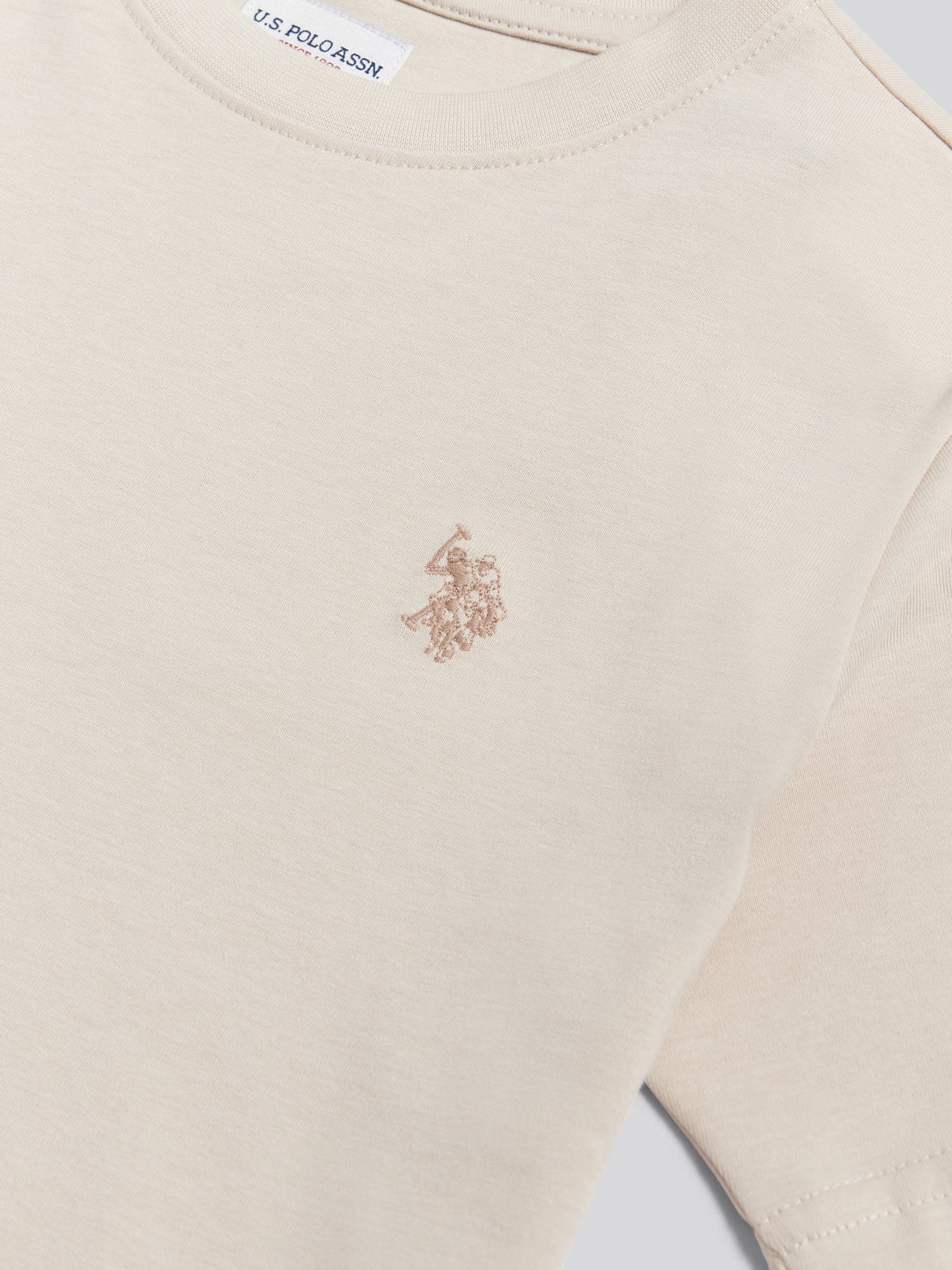 Boys Texture Double Horsemen T-Shirt Beige
