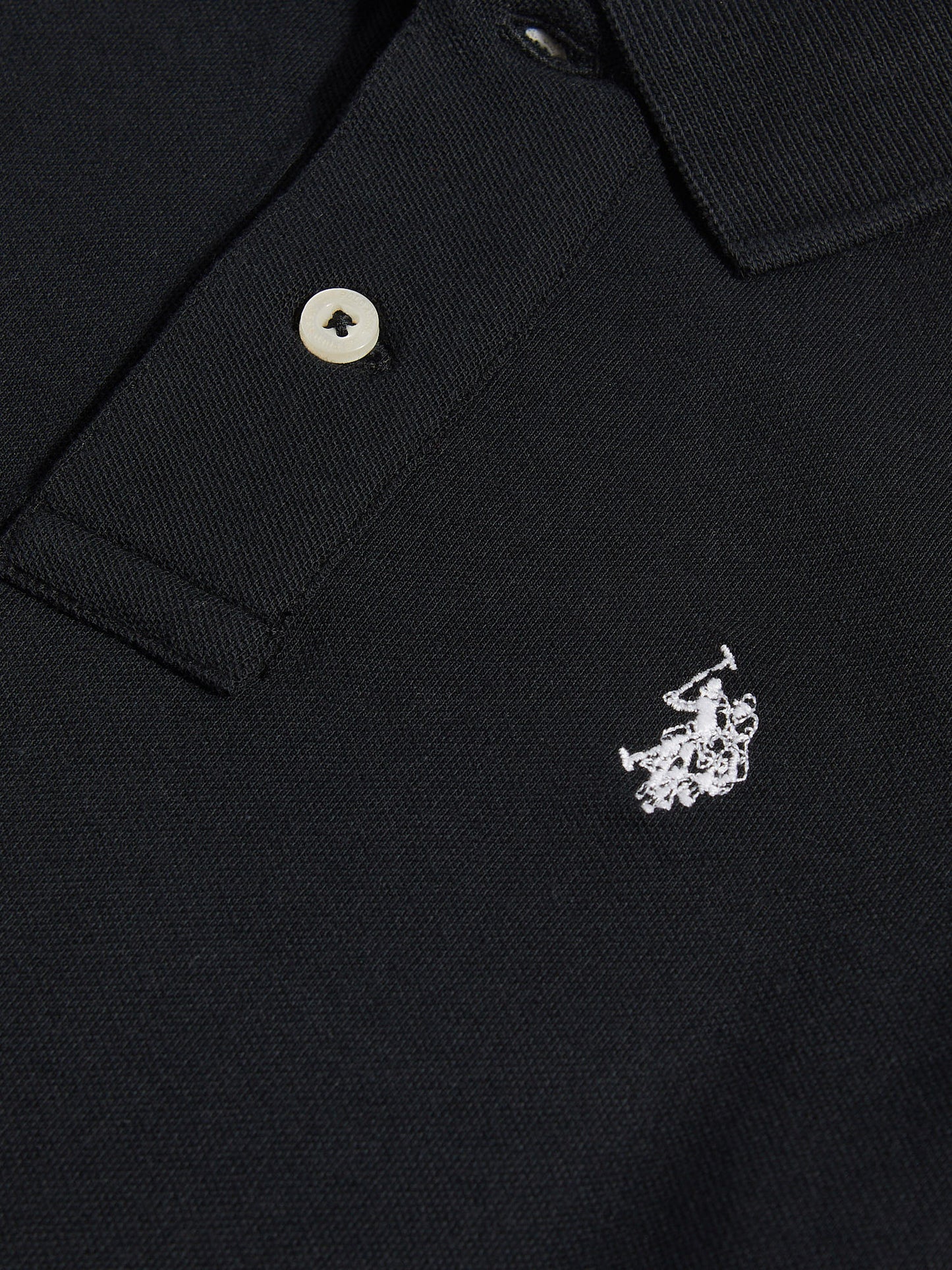 Boys Double Horsemen Polo Shirt in Black Bright White DHM