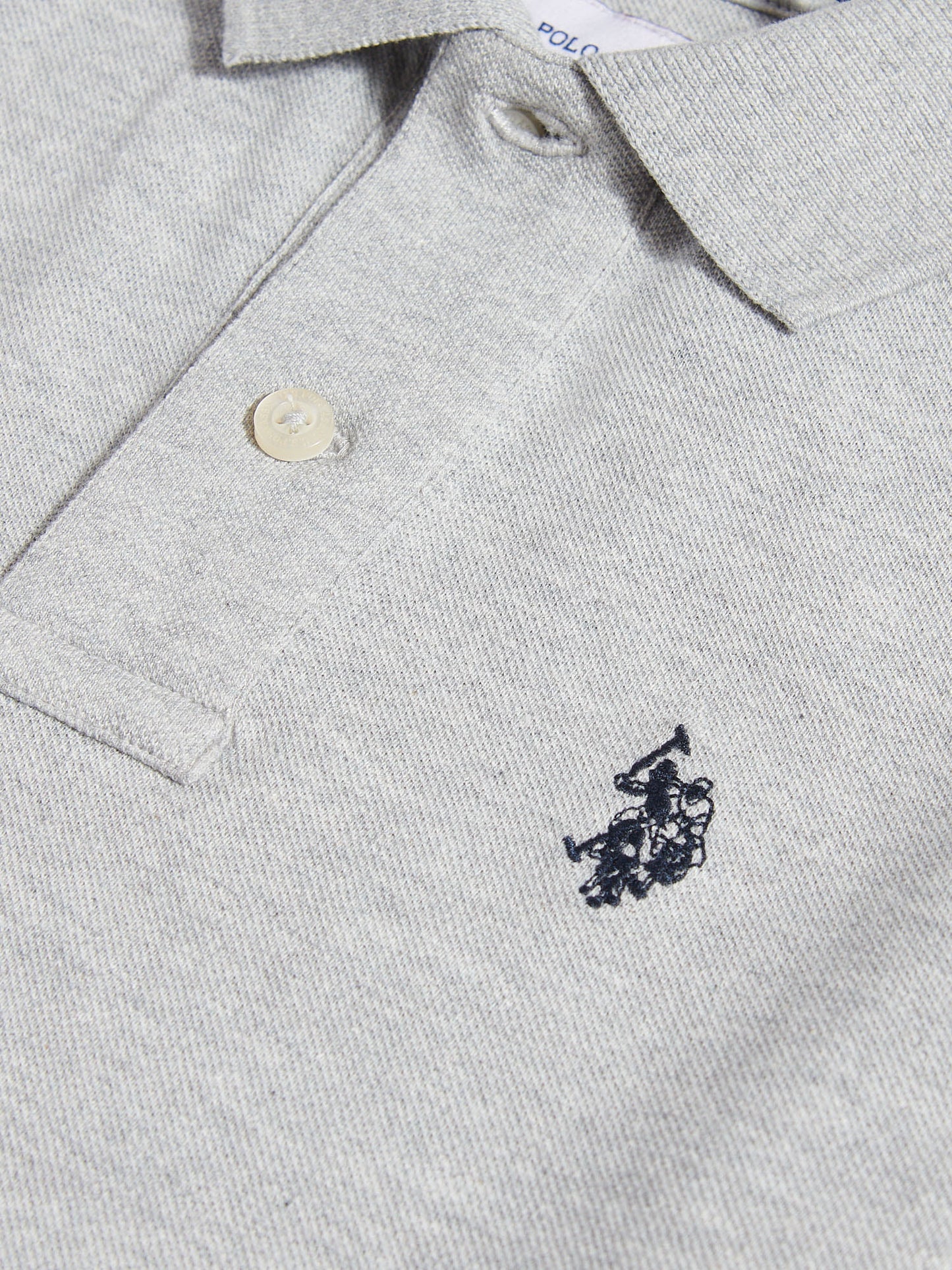 Boys Double Horsemen Polo Shirt in Mid Grey Marl