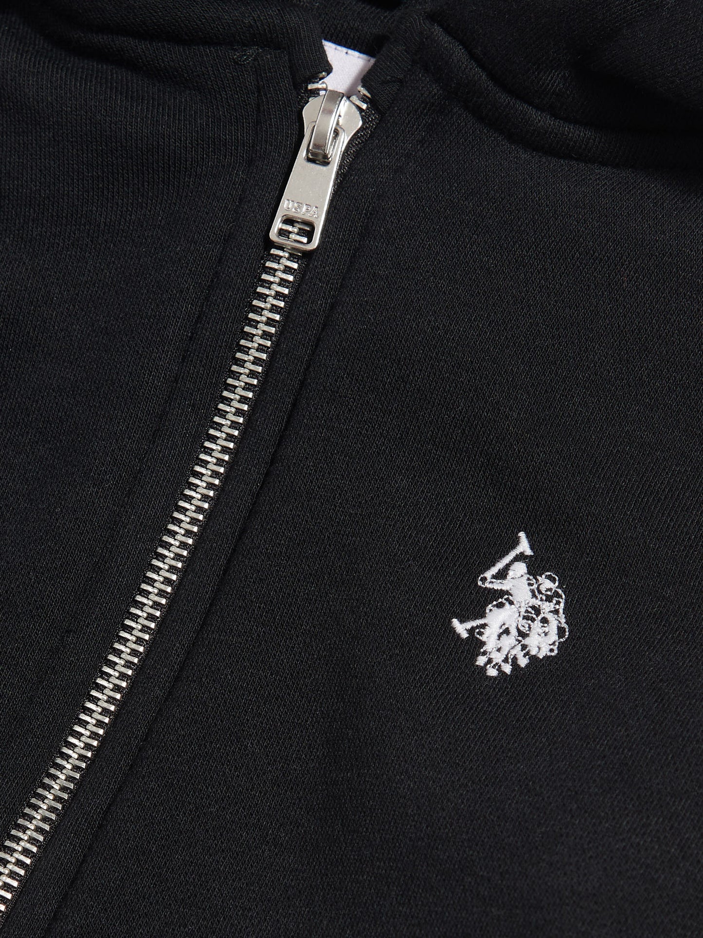 Boys Double Horsemen Zip Hoodie in Black Bright White DHM
