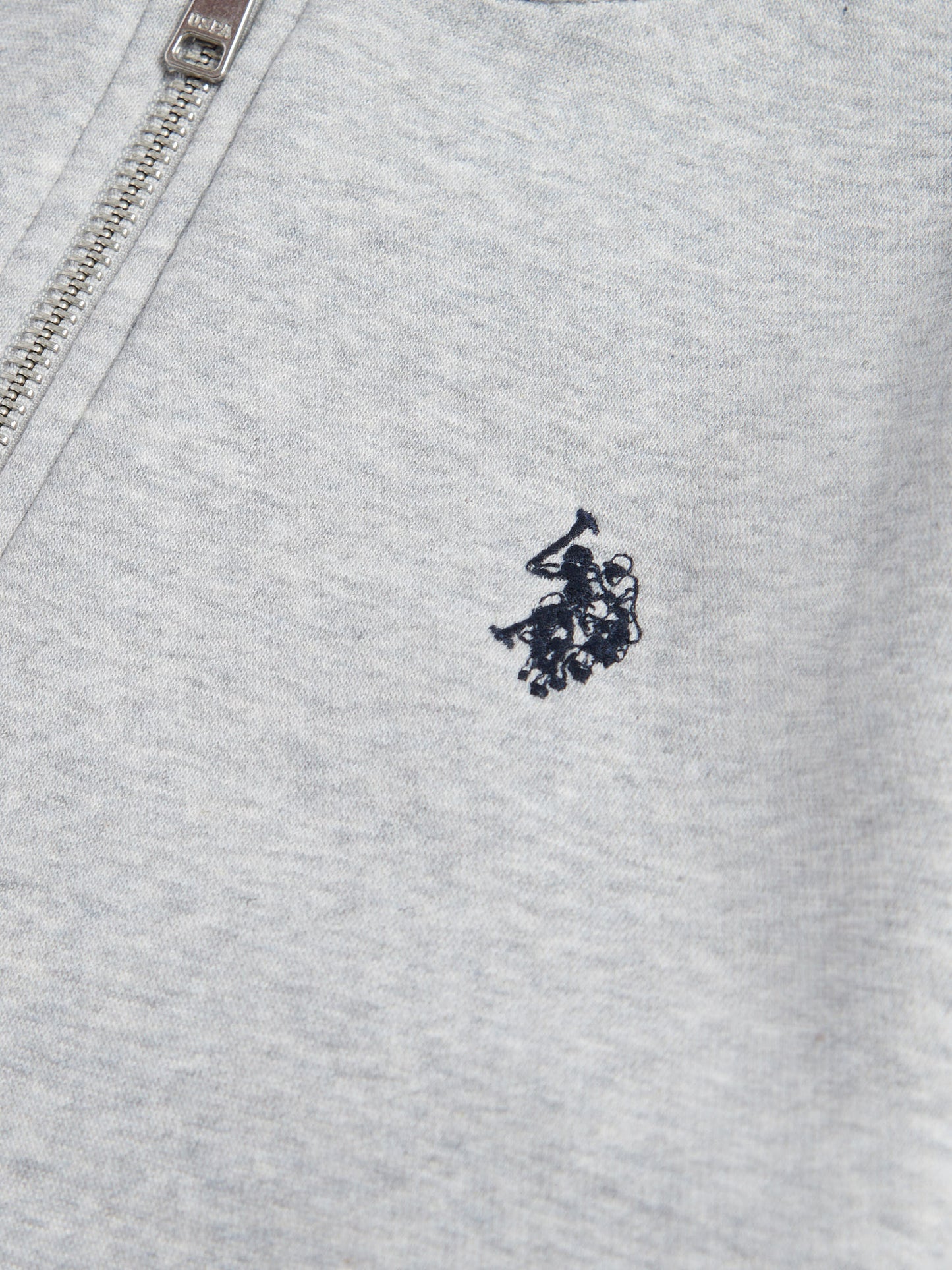 Boys Double Horsemen Zip Hoodie in Mid Grey Marl