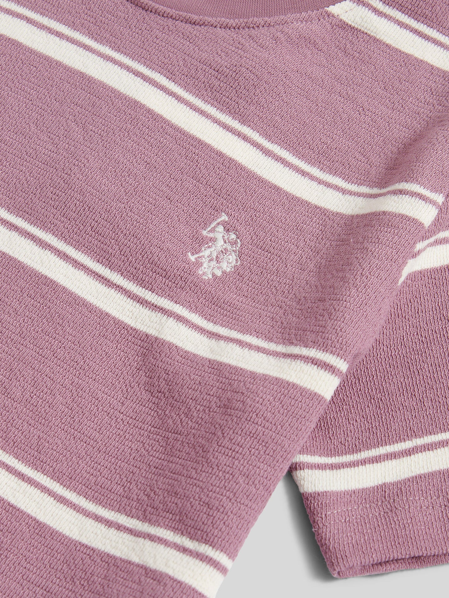 Boys Terry Stripe T-Shirt in Elderberry