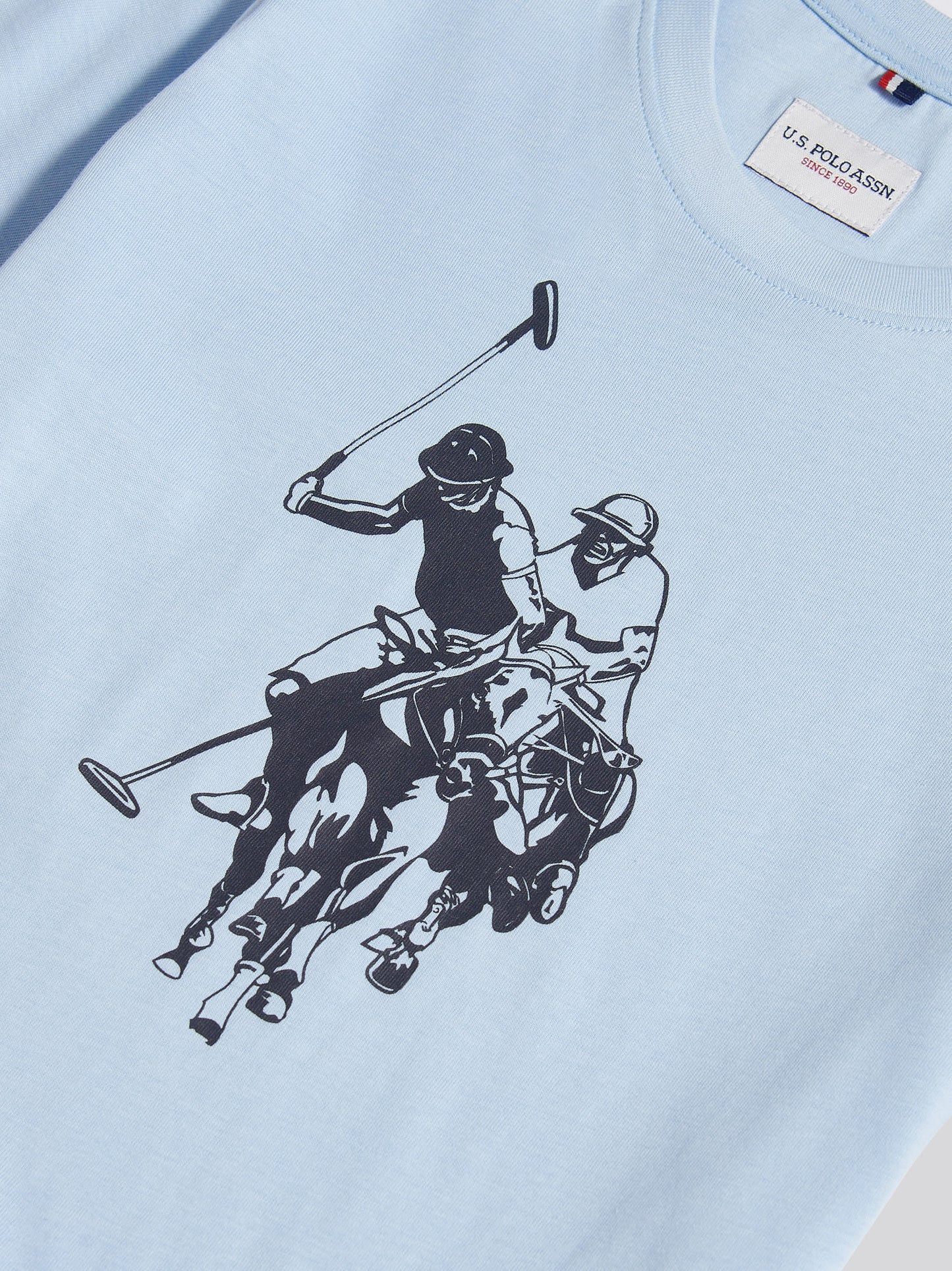 Boys Double Horsemen Graphic T-Shirt in Chambray Blue