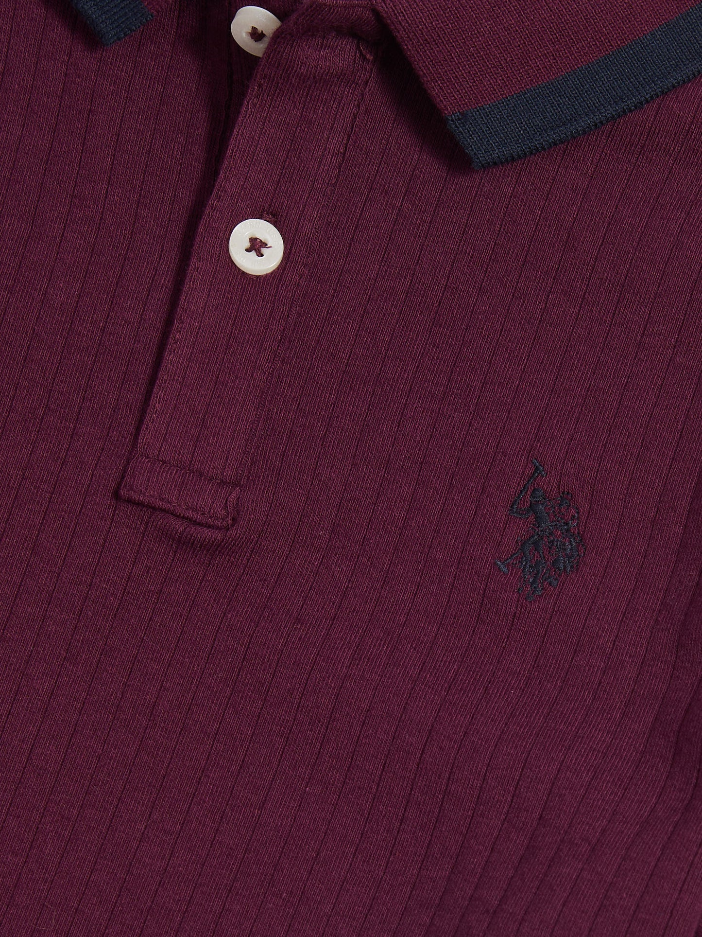 Boys Rib Texture Polo Shirt in Grape Wine