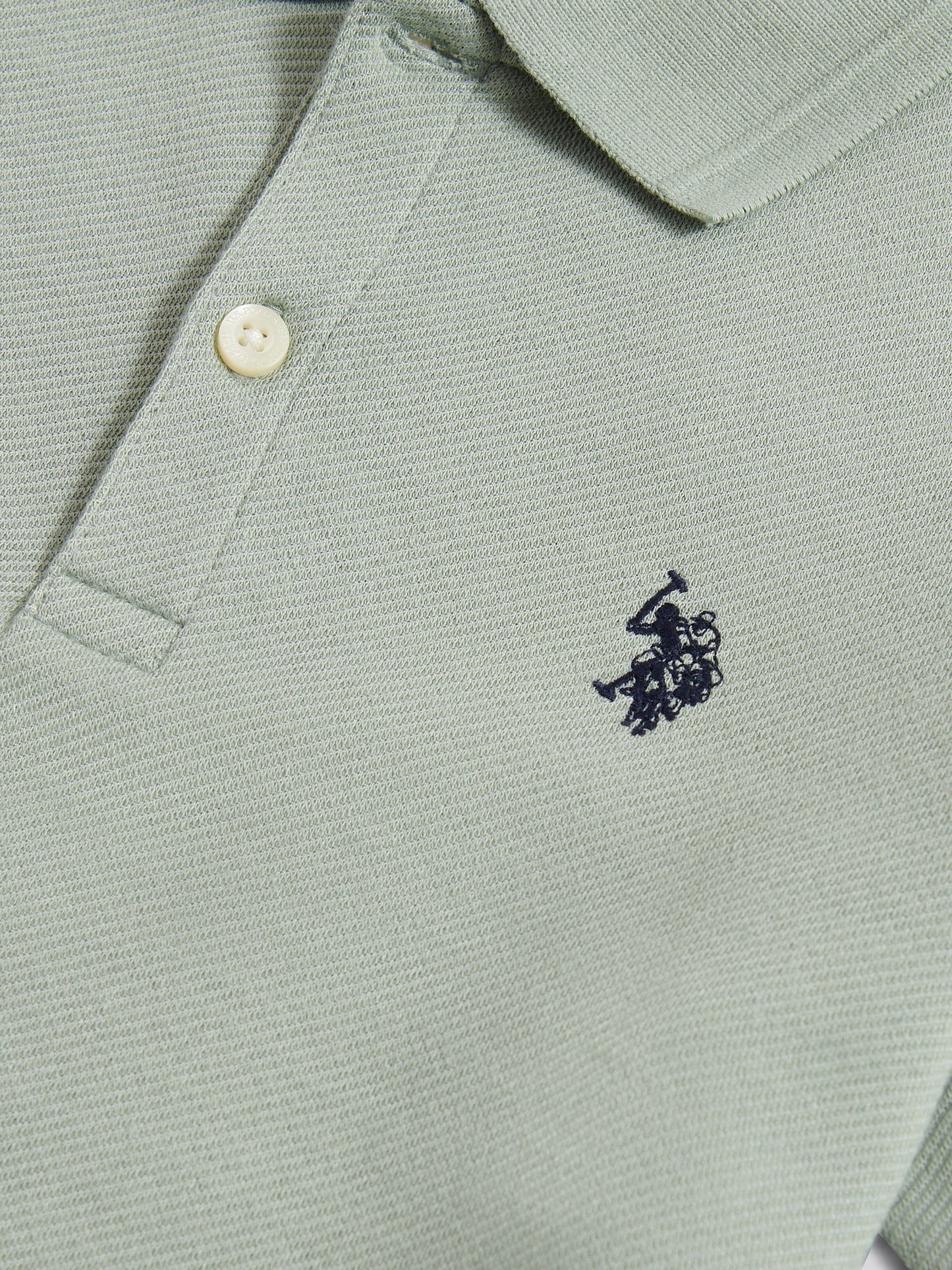 Boys Twill Texture Polo Shirt in Iceberg Green