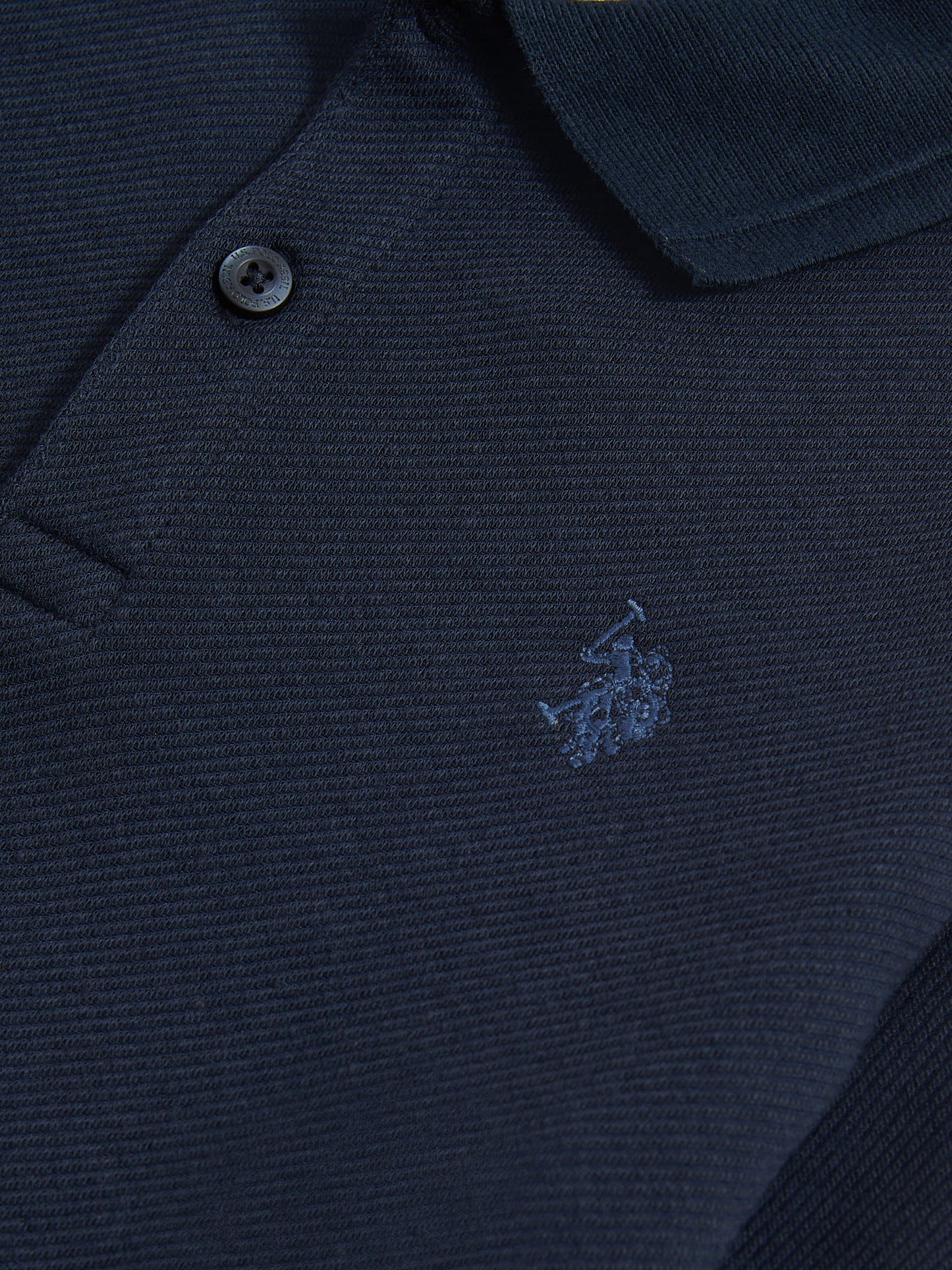 Boys Twill Texture Polo Shirt in Dark Sapphire Navy / Moonlight Blue DHM