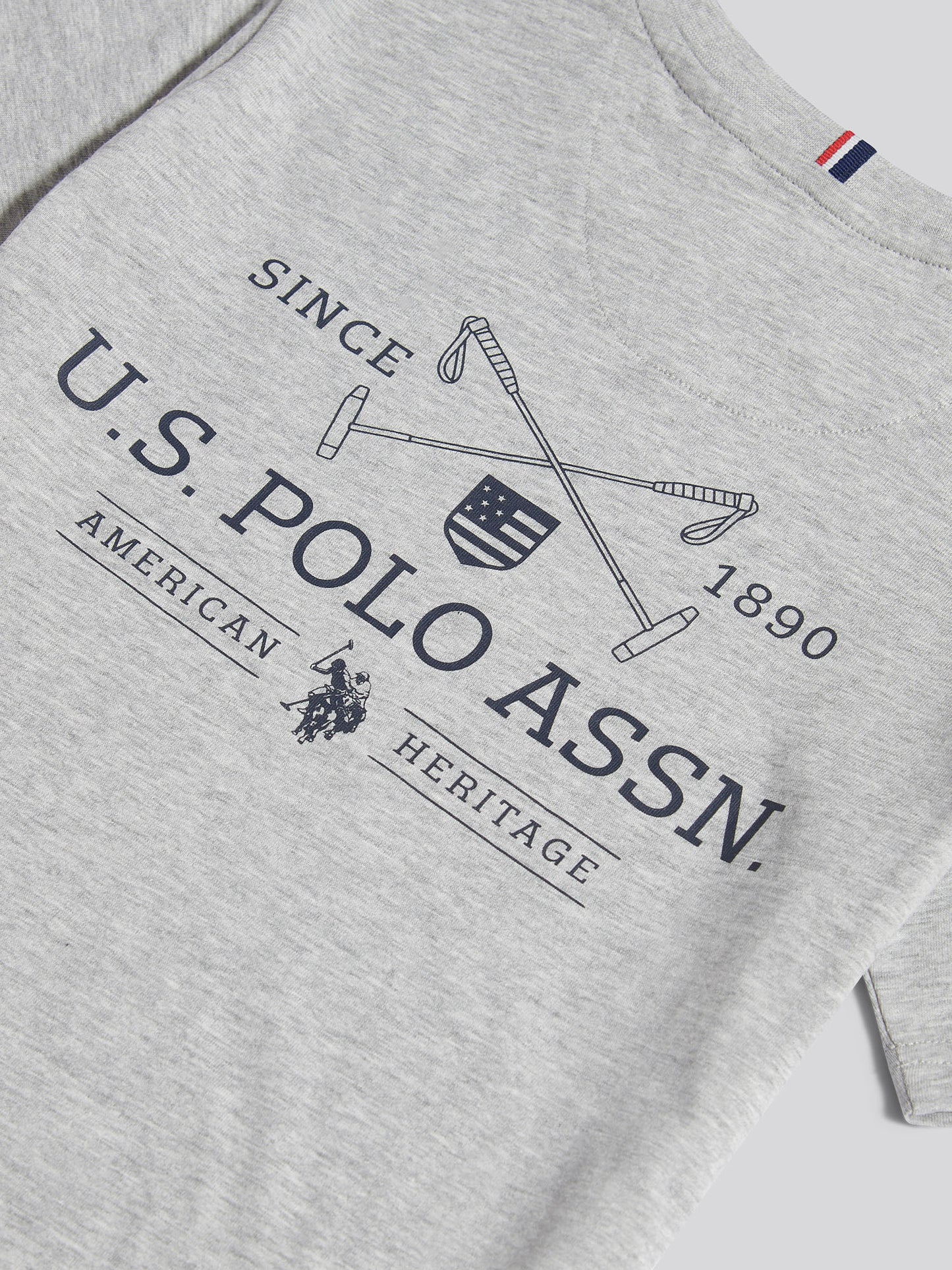 Boys USPA Back Graphic T-Shirt in Mid Grey Marl