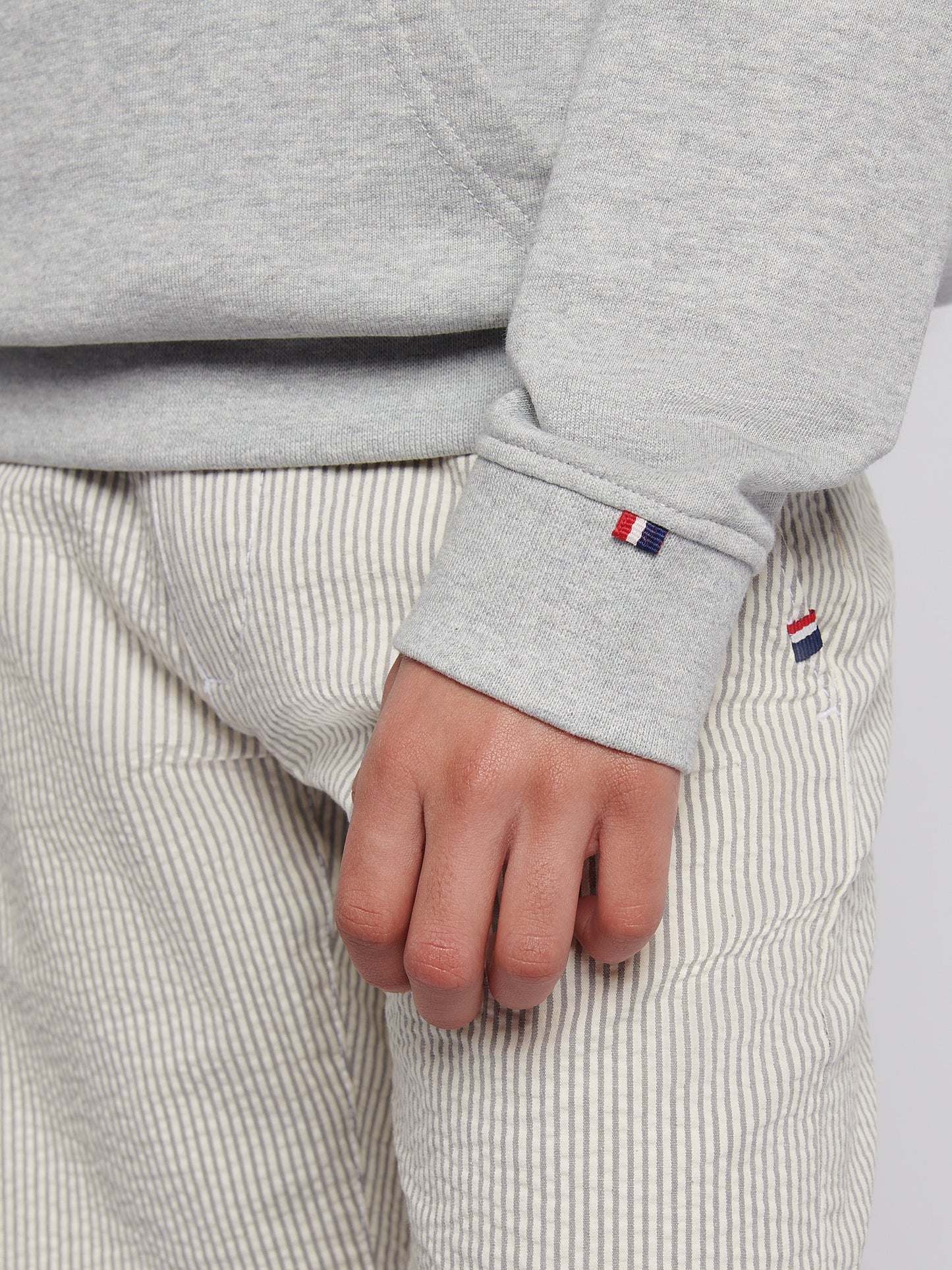 Boys Double Horsemen Hoodie in Mid Grey Marl