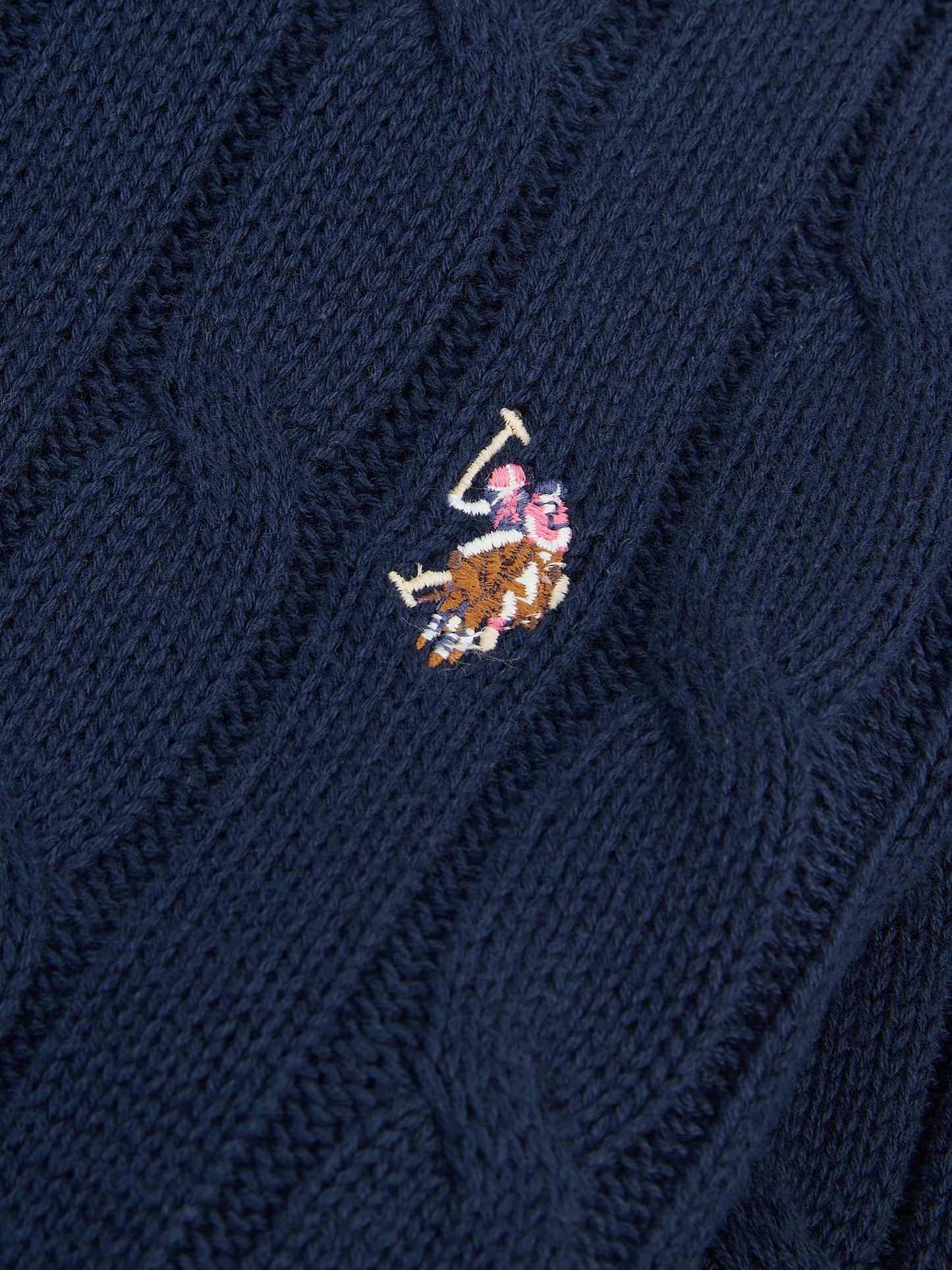 Womens Crew Neck Cable Jumper in Navy Iris