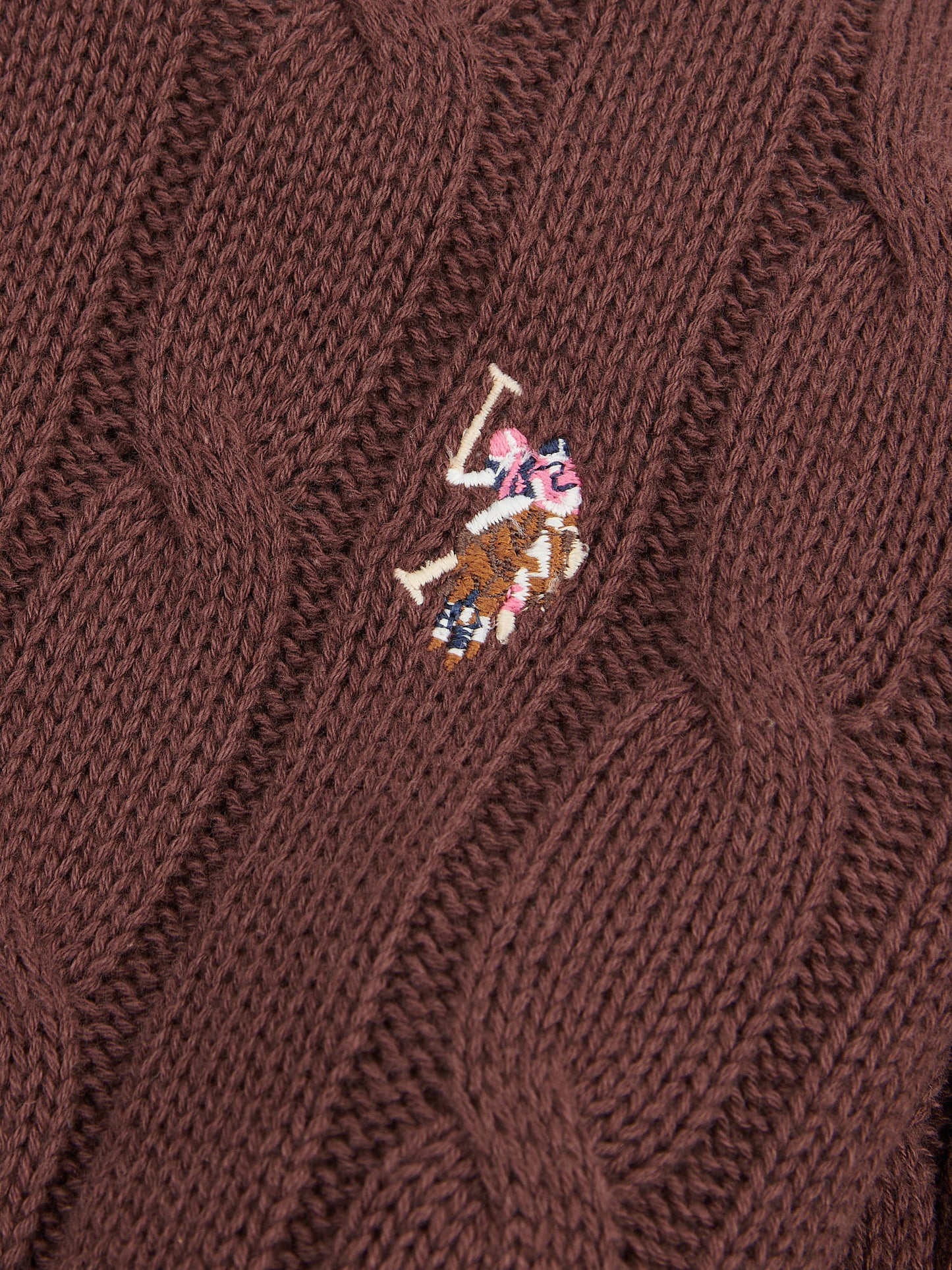 Womens Crew Neck Cable Jumper Puce