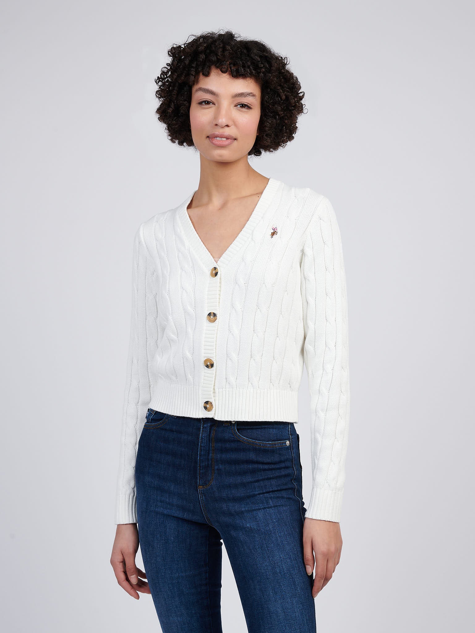 Womens Cable Knit Cardigan Marshmallow – U.S. Polo Assn. UK