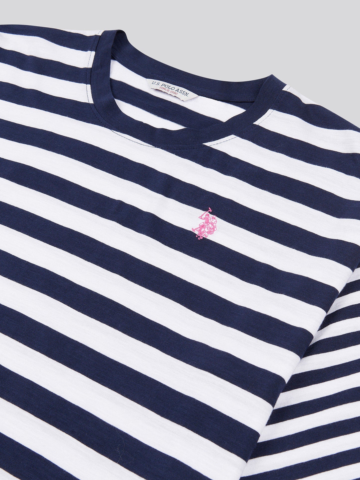 Womens Slub Mixed Stripe Loose T-Shirt in Navy Iris