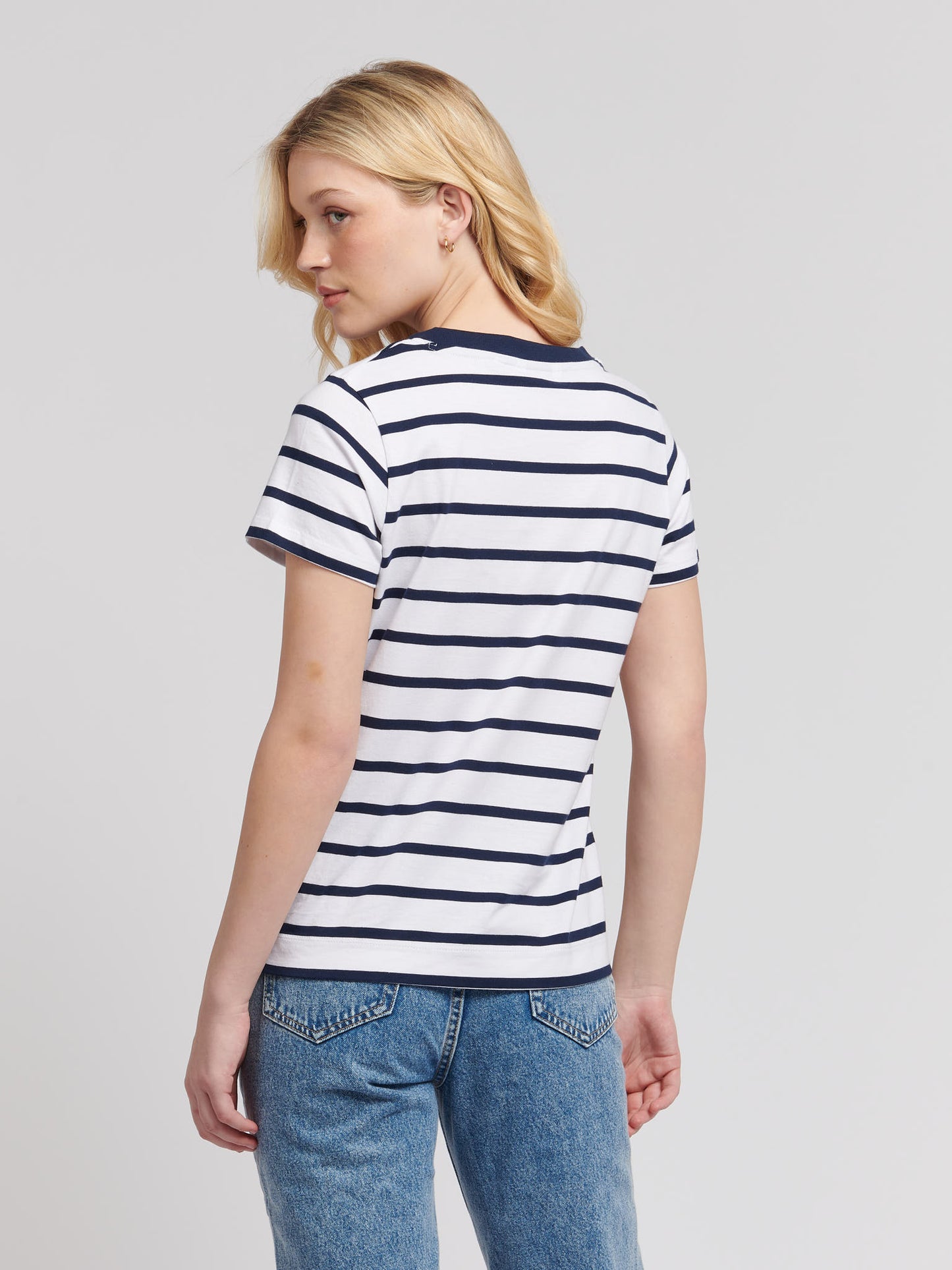 Womens Slub Stripe V-Neck T-Shirt in Navy Iris