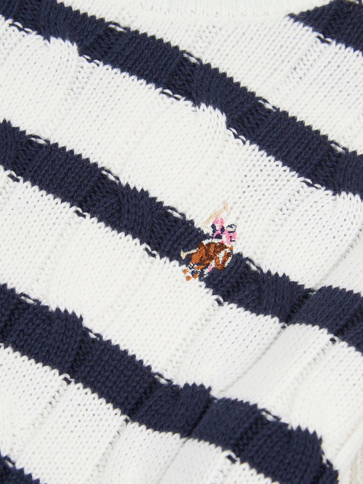 Women Thin Stripe Cable Knit Jumper in Bright White