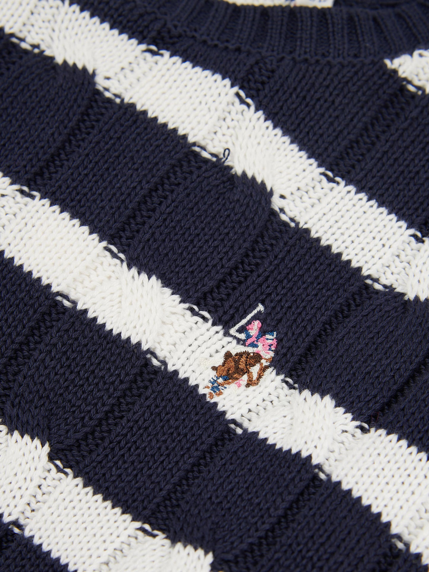 Women Thin Stripe Cable Knit Jumper in Navy Iris