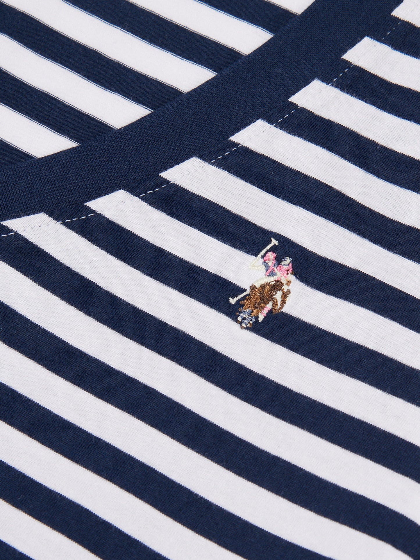 Womens Stripe V-Neck Neck T-Shirt Navy Iris